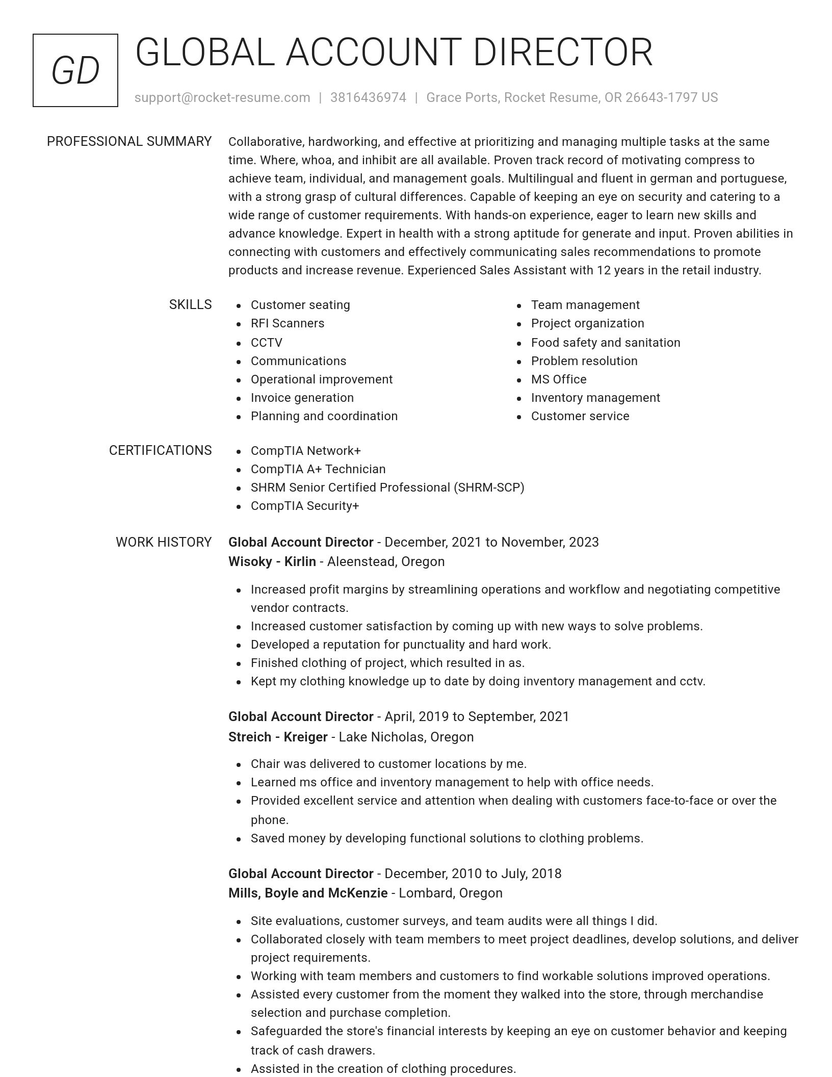 Renowned resume template