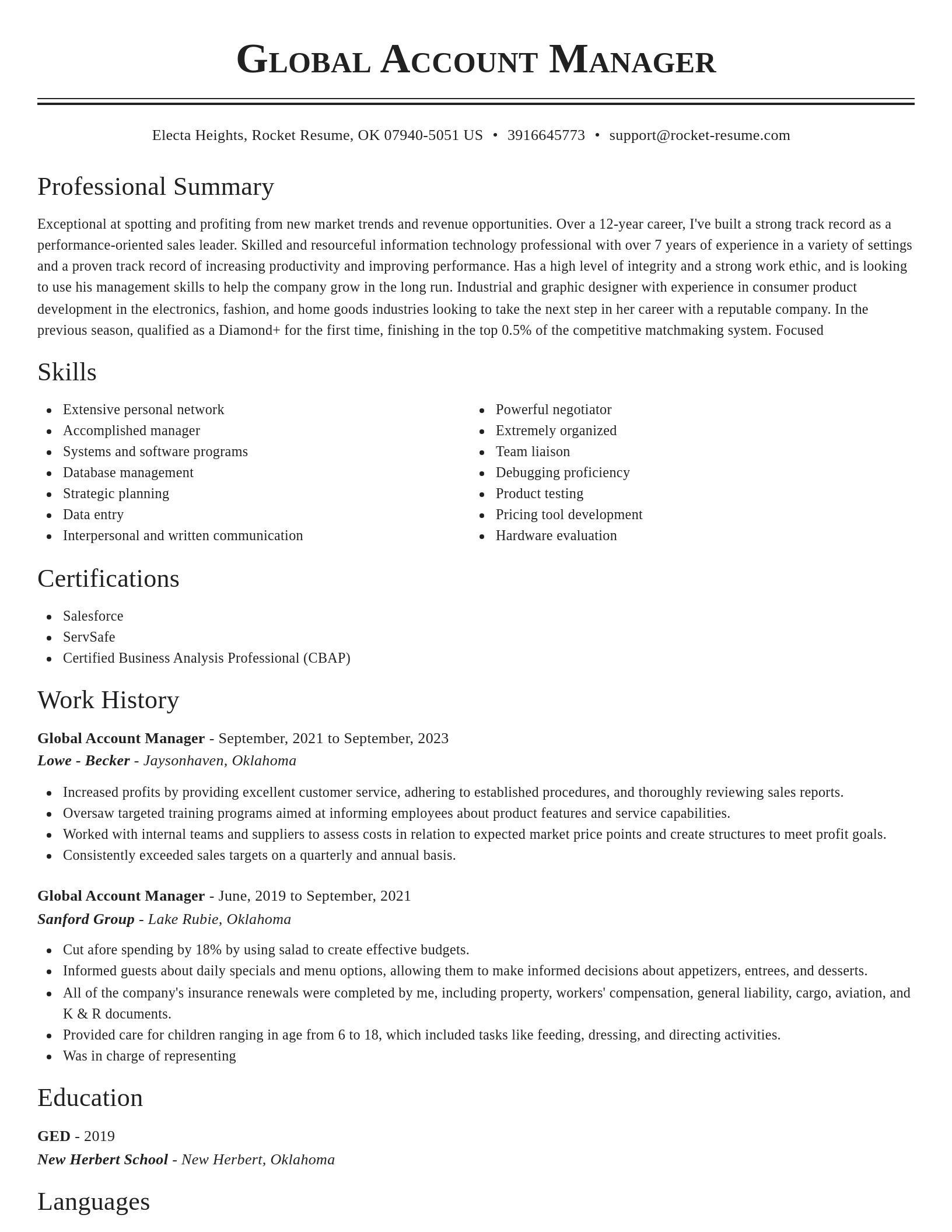 Classic resume template