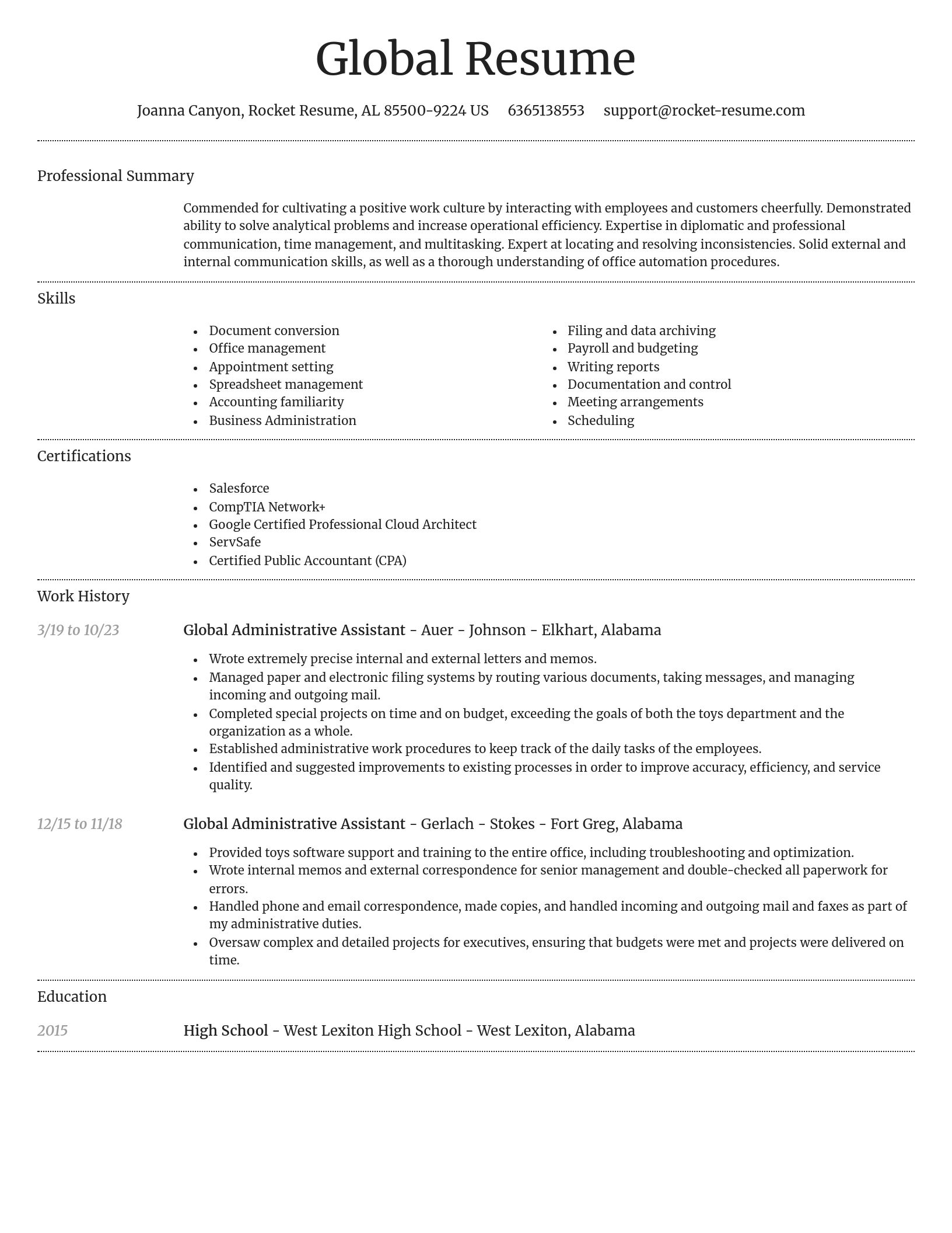 Dignified resume template