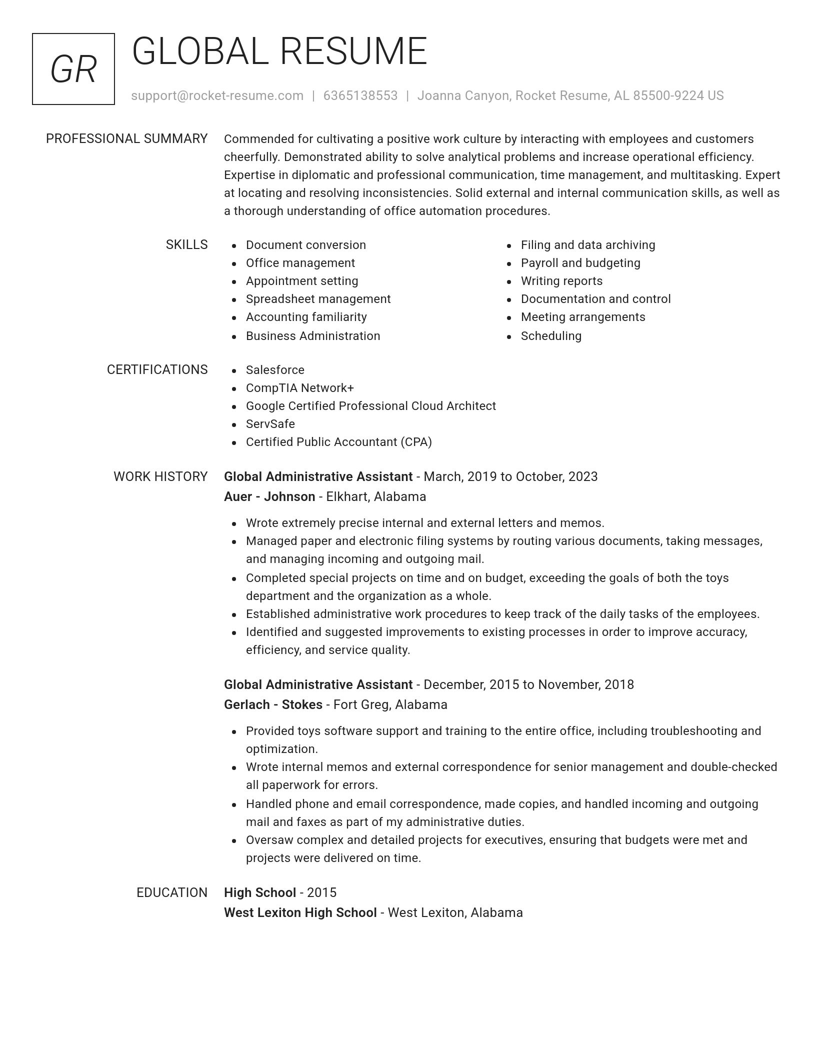 Renowned resume template