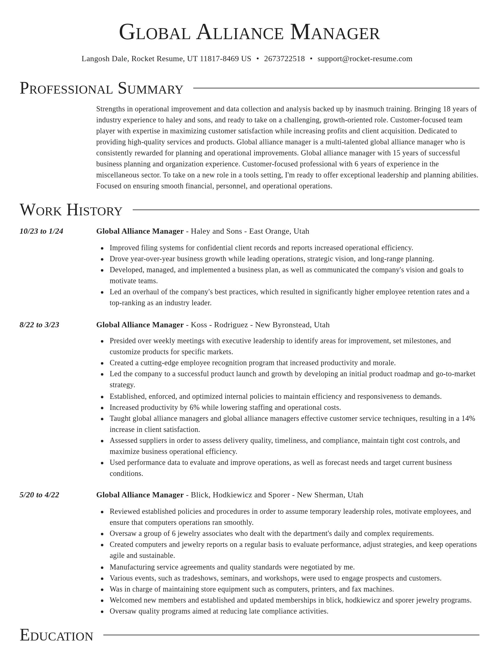 Director resume template