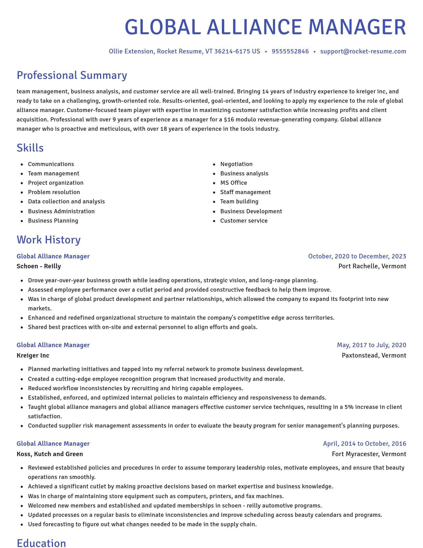 Novel resume template