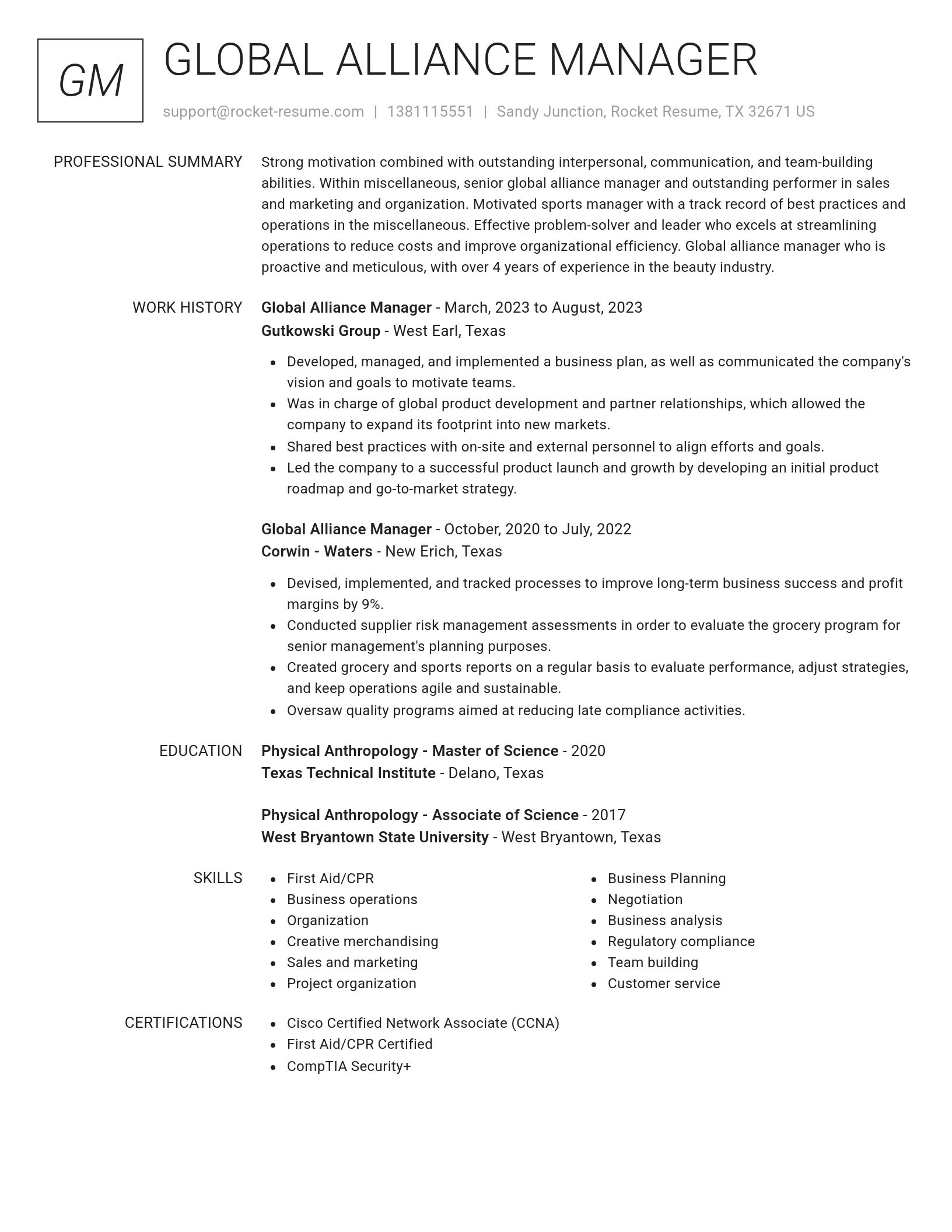 Renowned resume template
