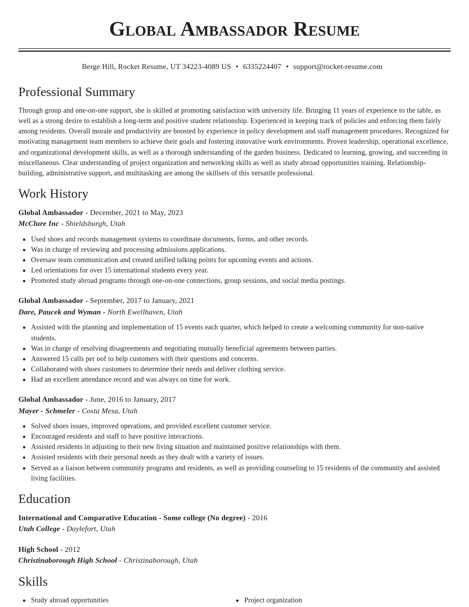 Classic resume template