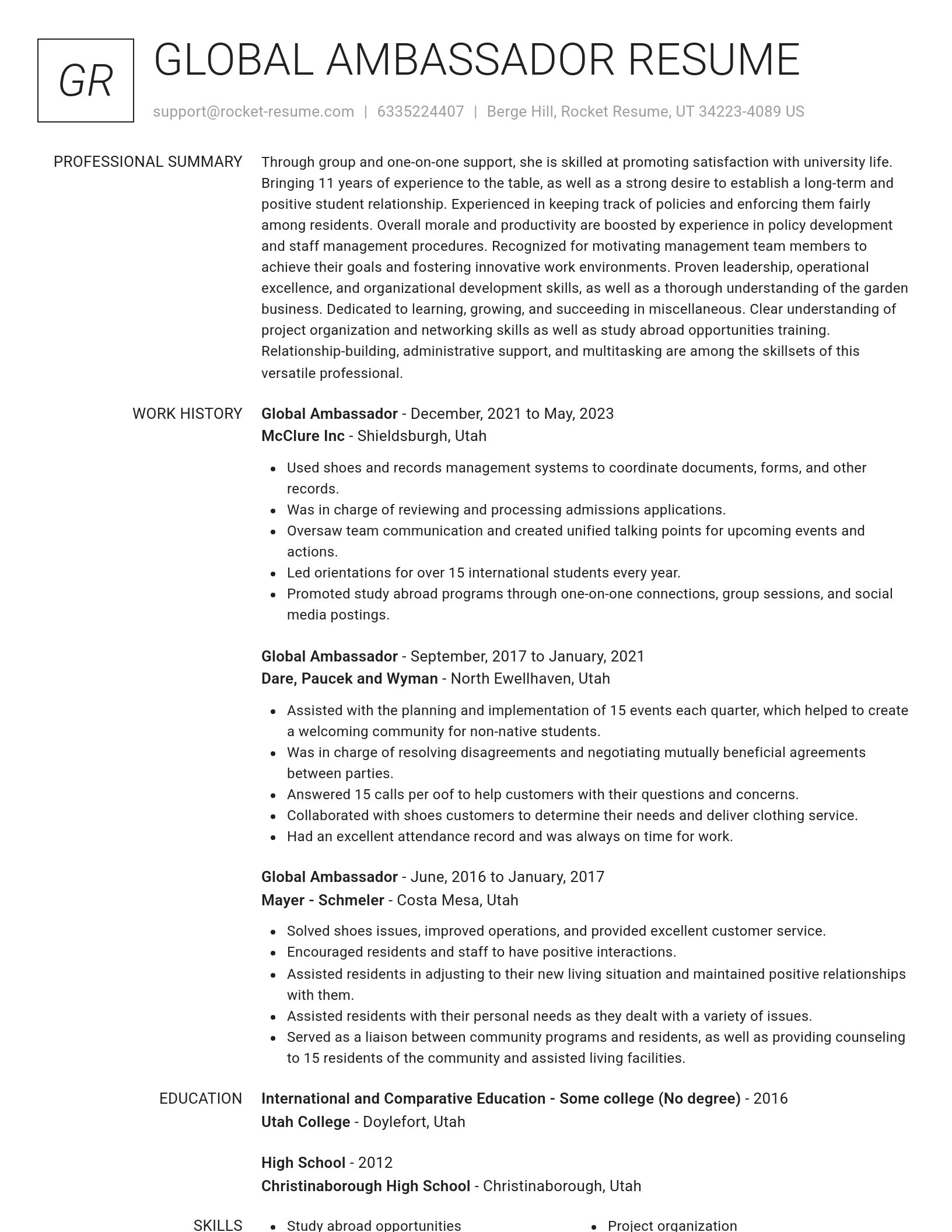 Renowned resume template