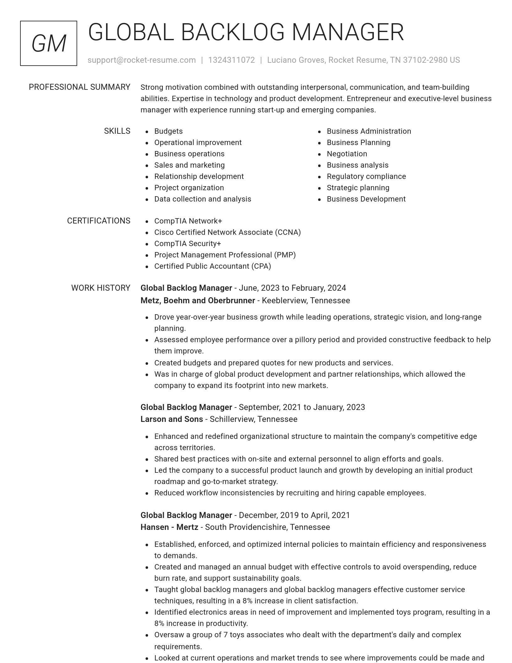 Renowned resume template