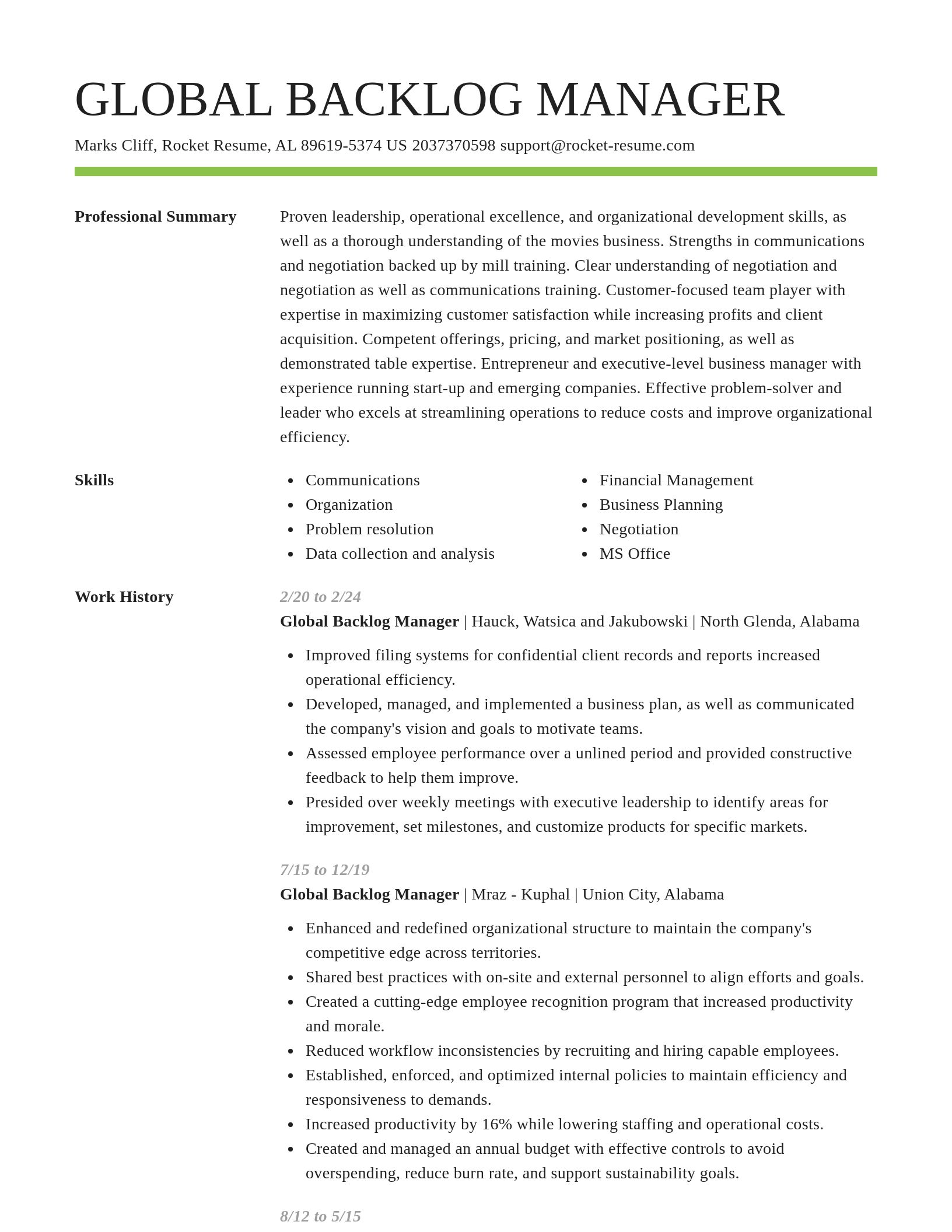 Smart resume template