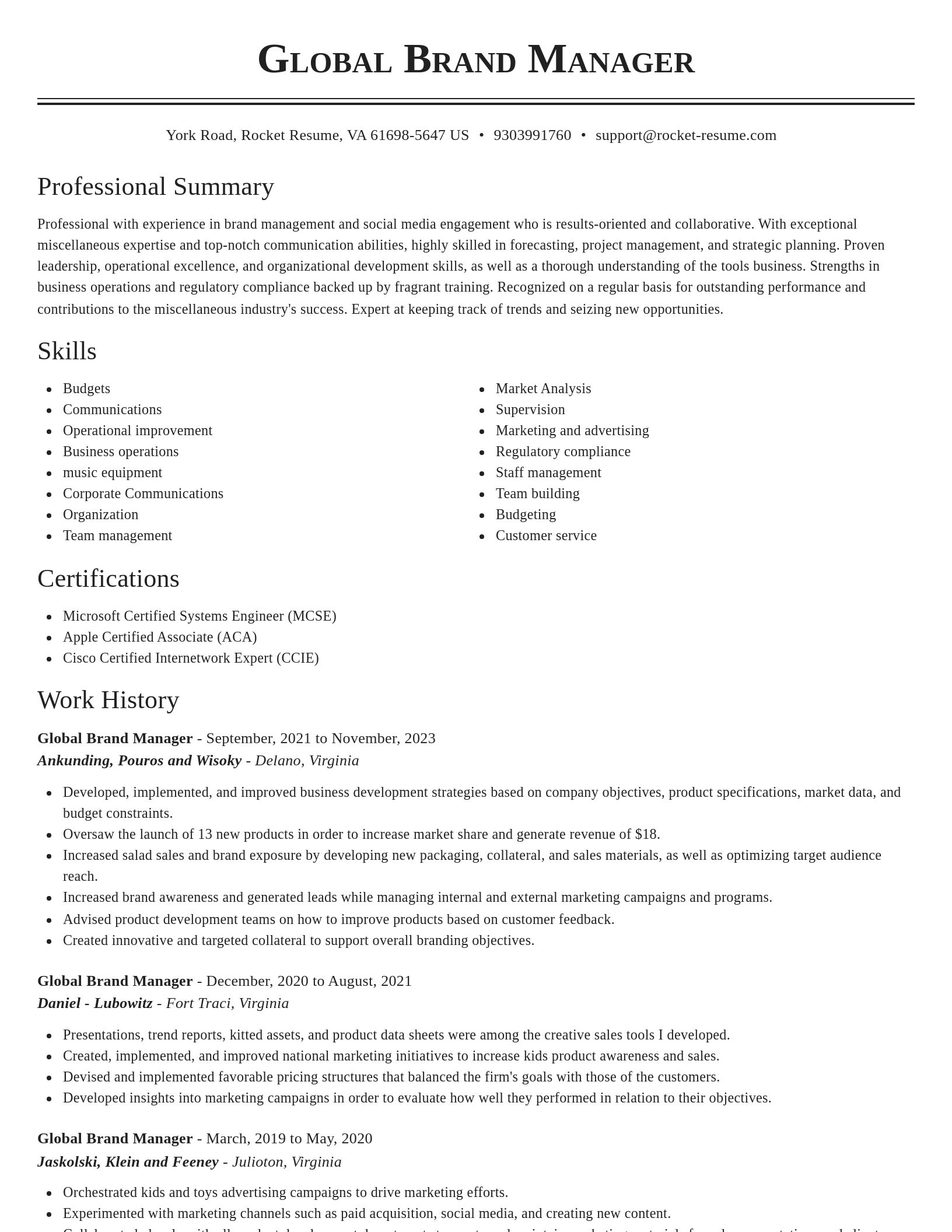 Classic resume template