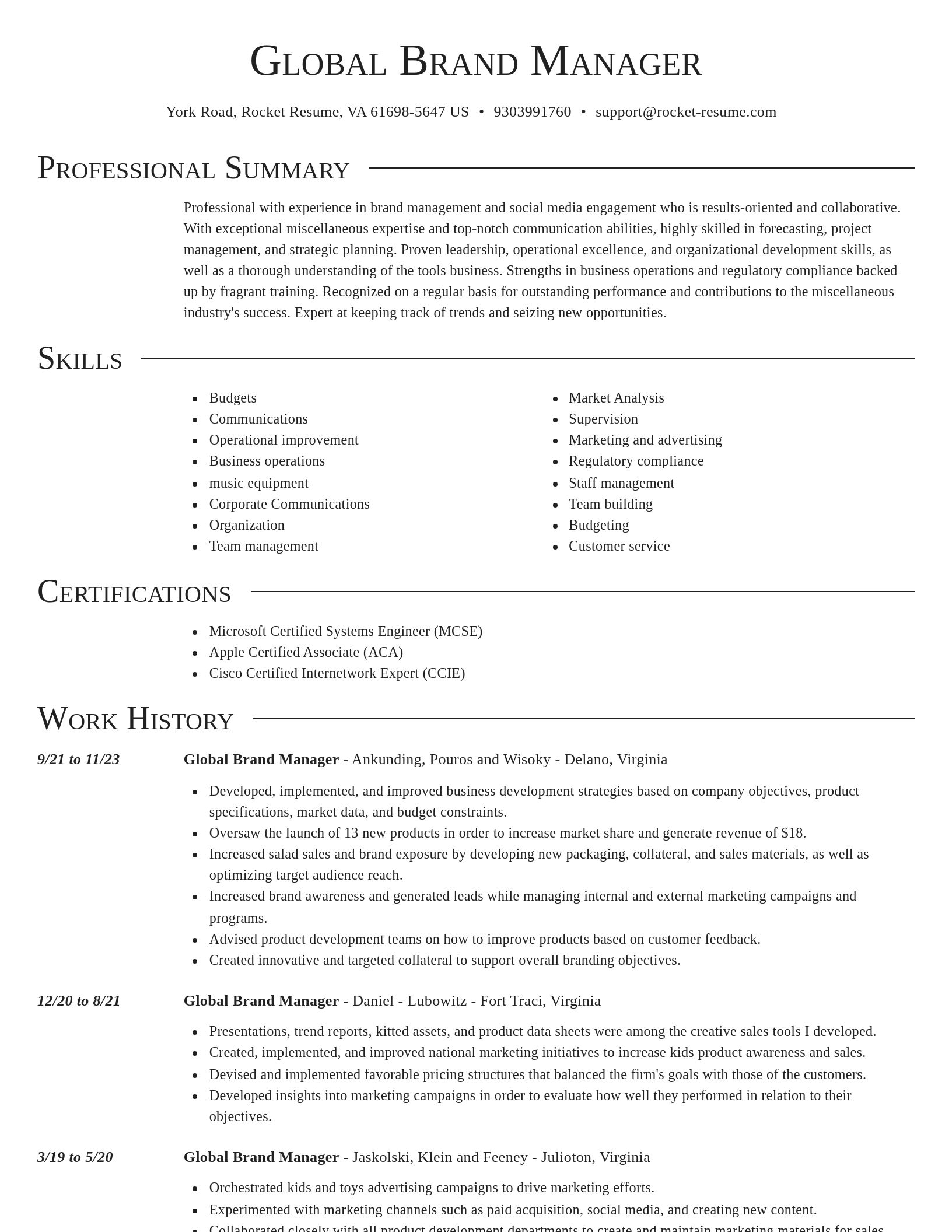 Director resume template