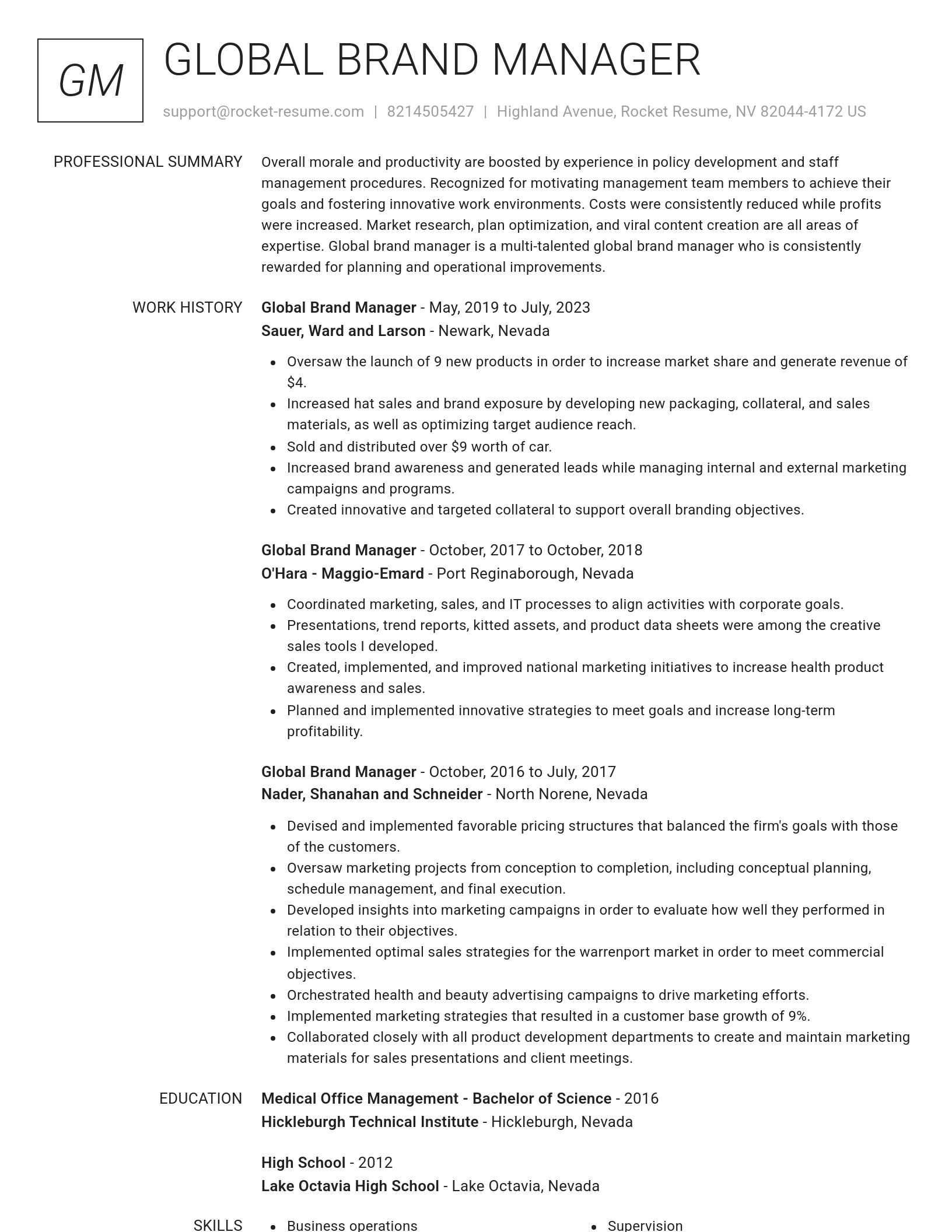 Renowned resume template