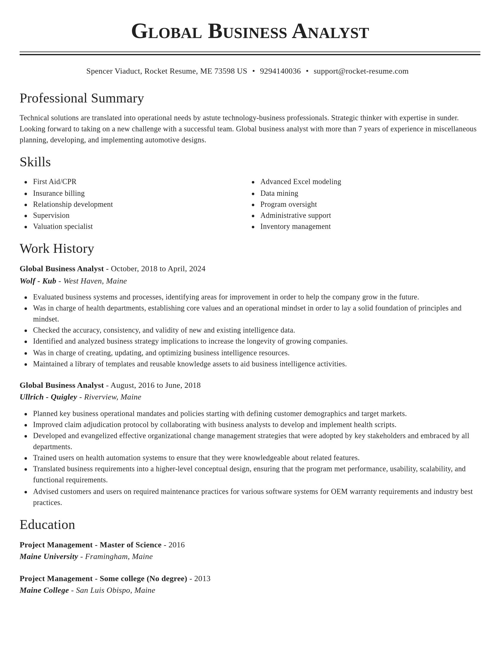 Classic resume template