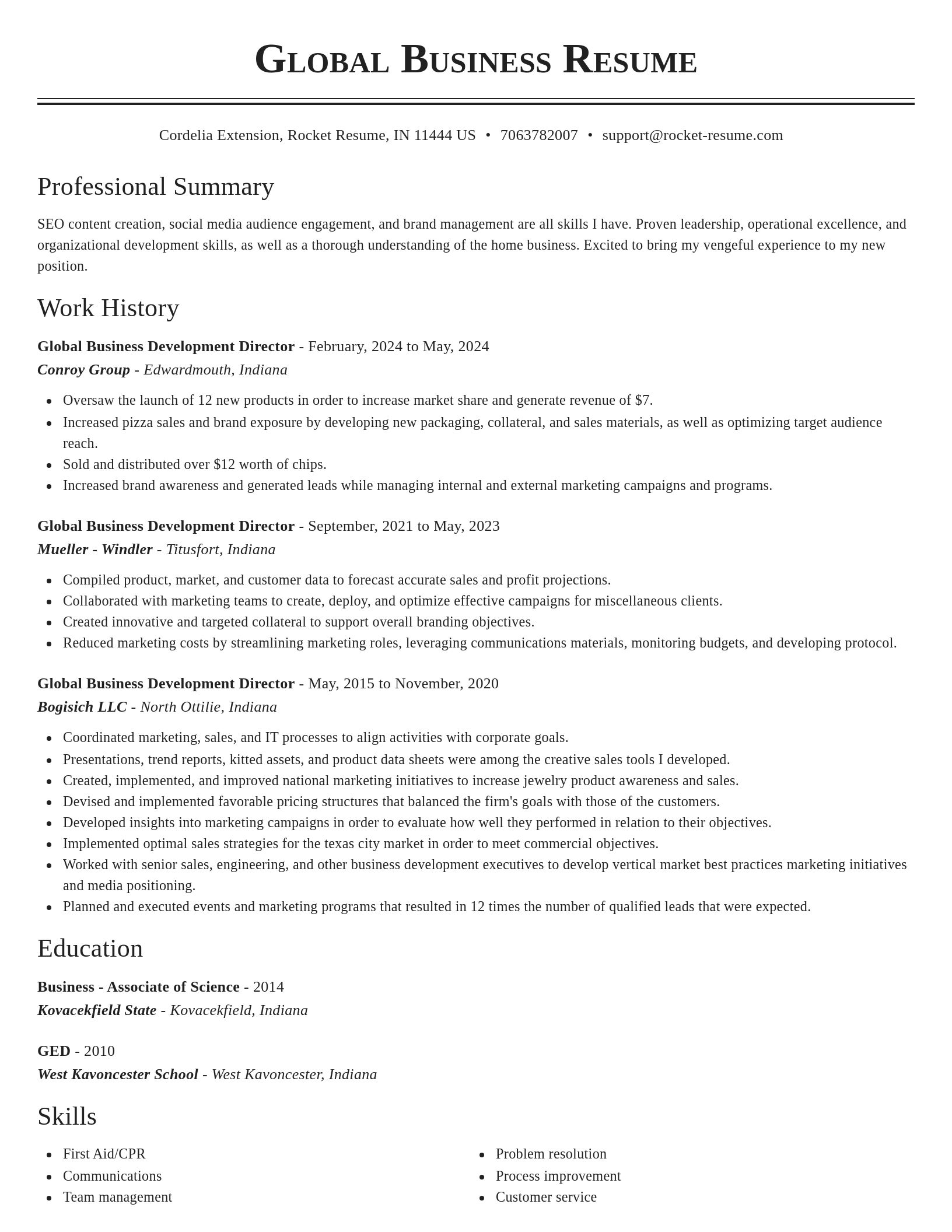 Classic resume template
