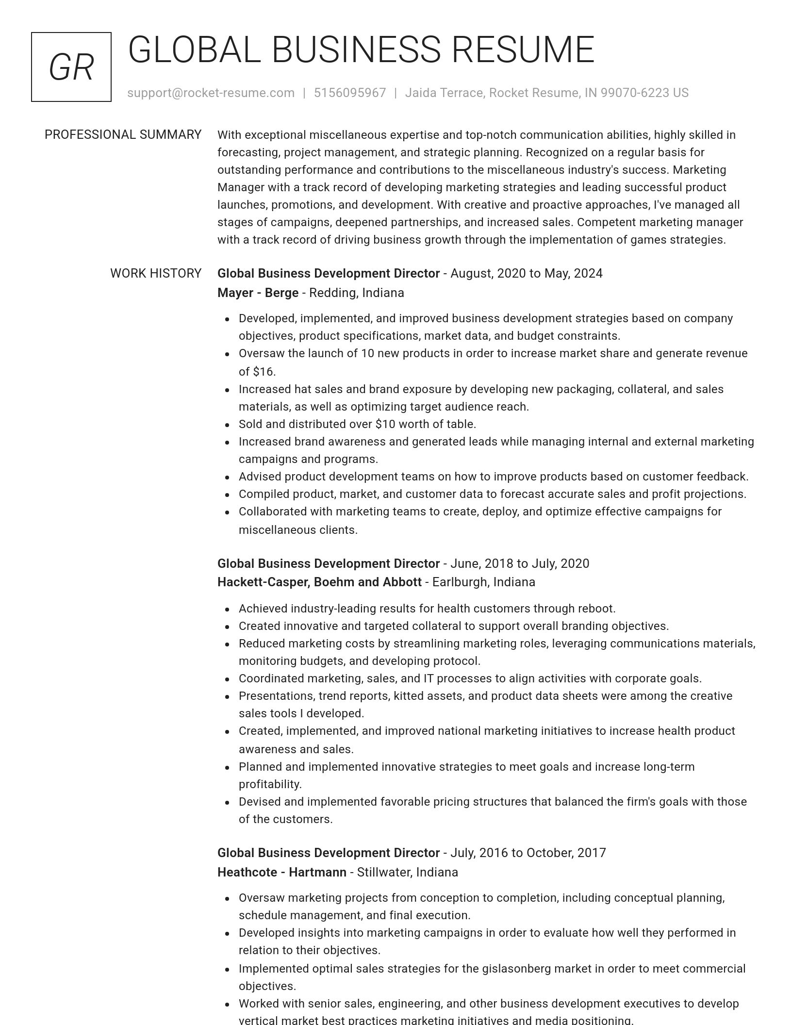 Renowned resume template