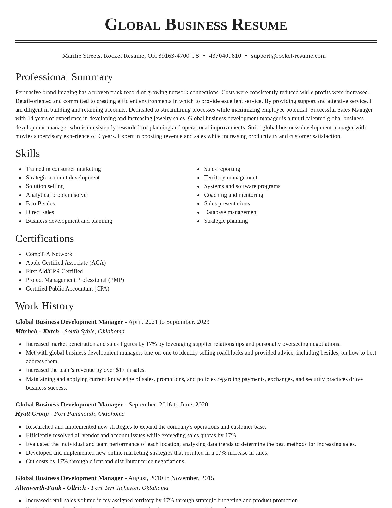 Classic resume template