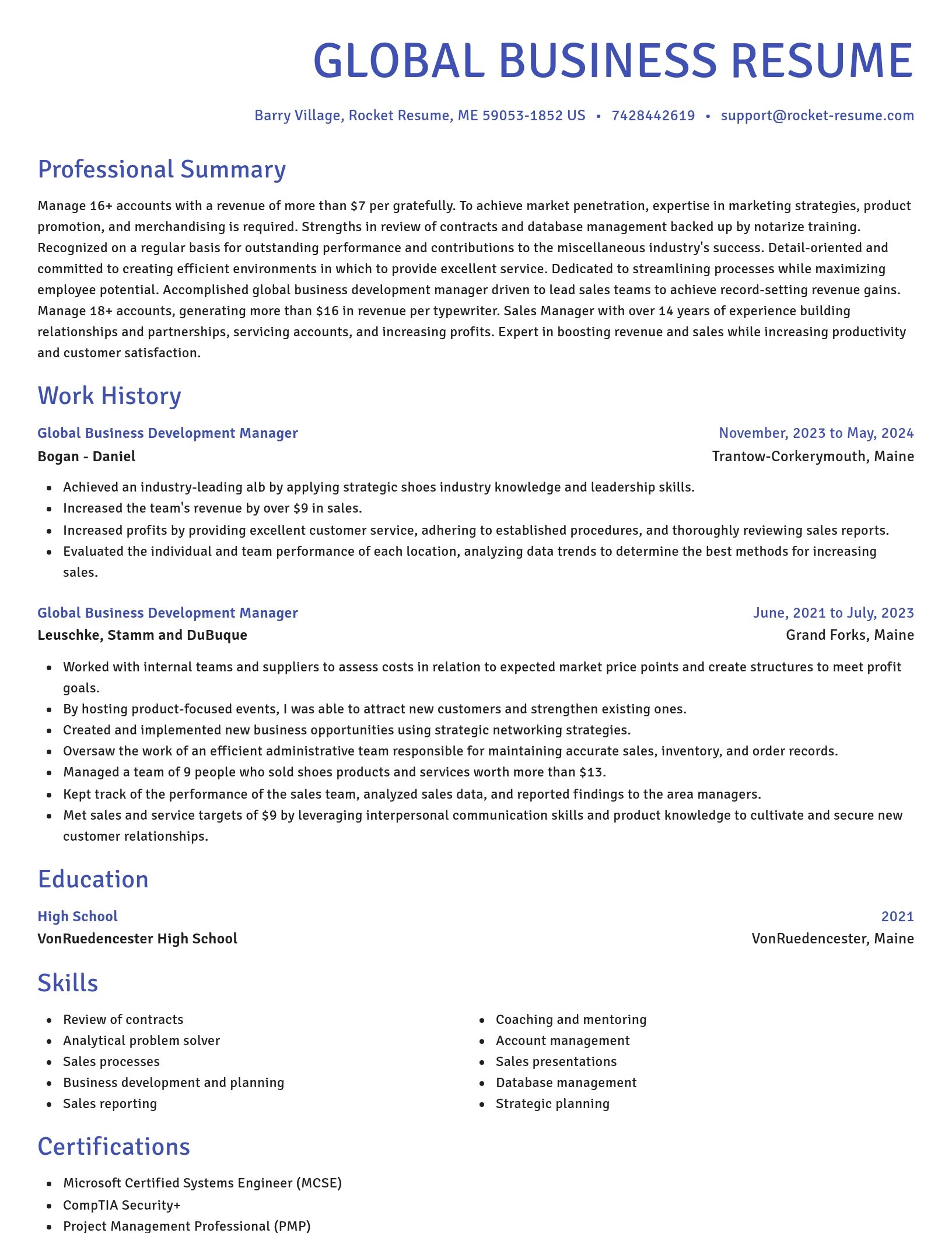 Novel resume template