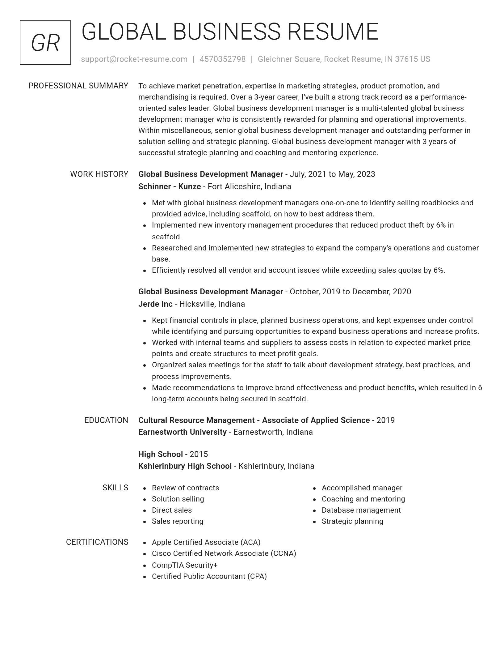 Renowned resume template