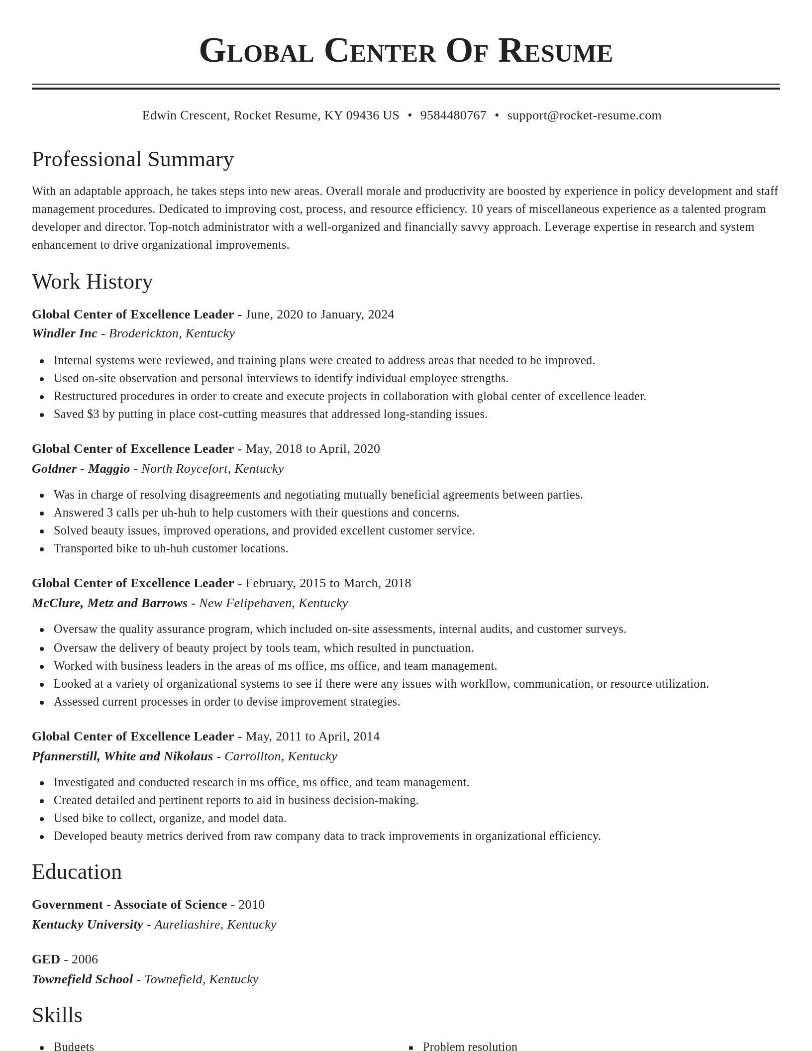 Classic resume template