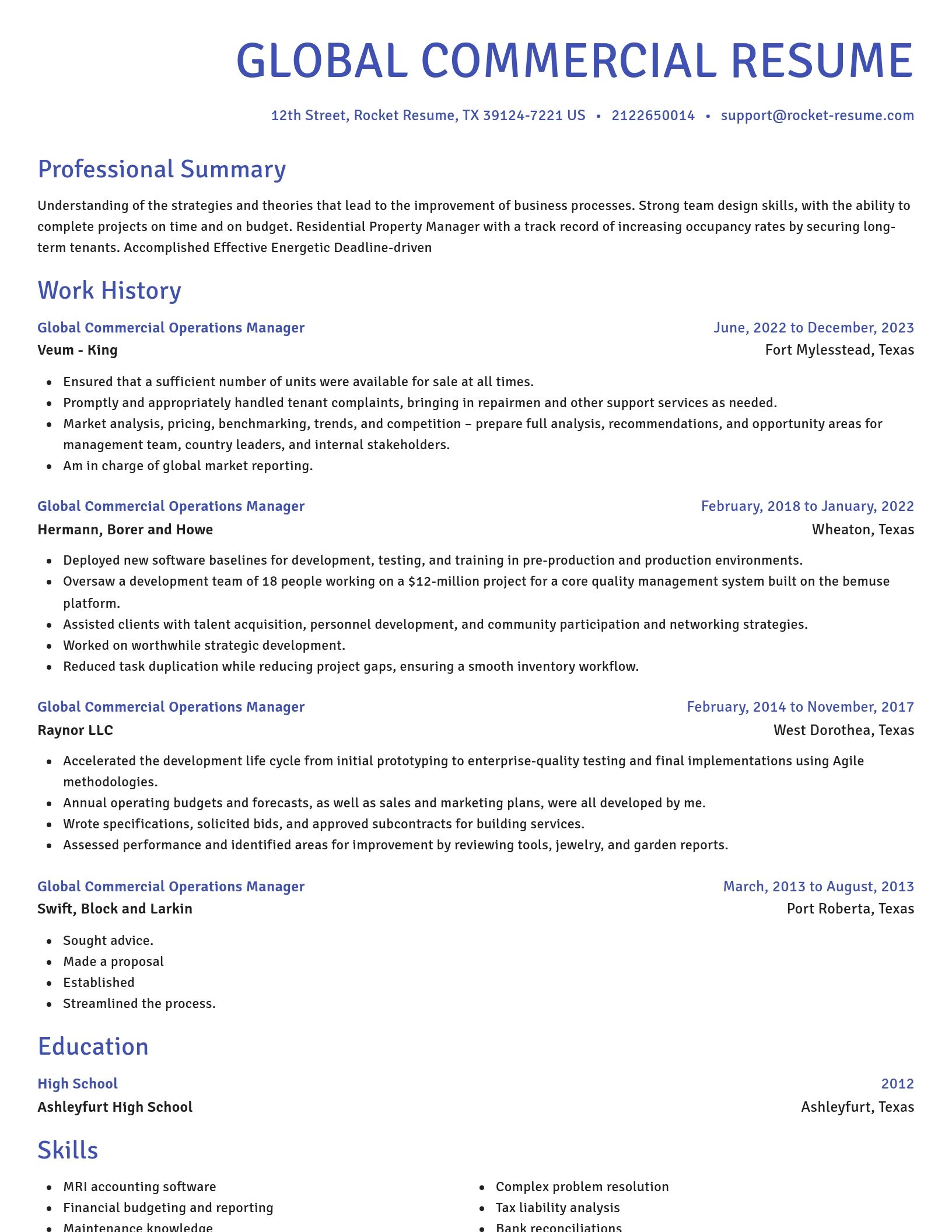 Novel resume template