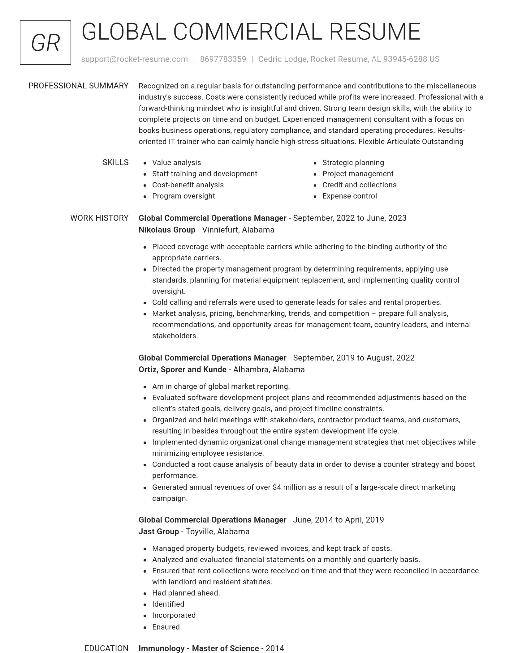 Renowned resume template