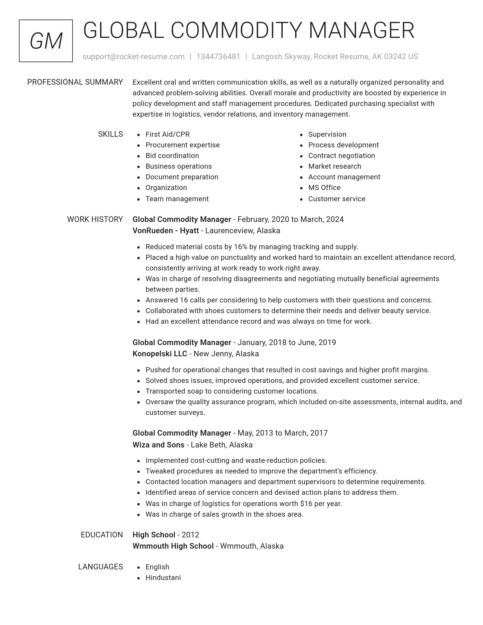 Renowned resume template