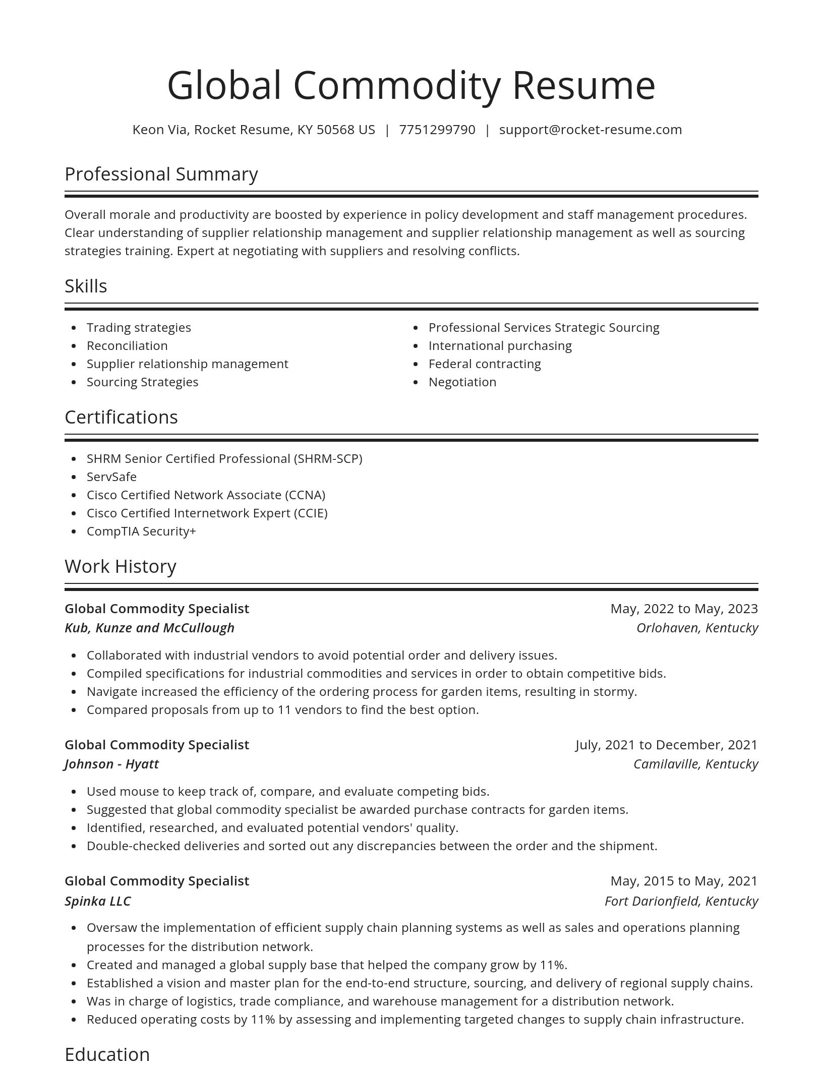 Spotlight resume template