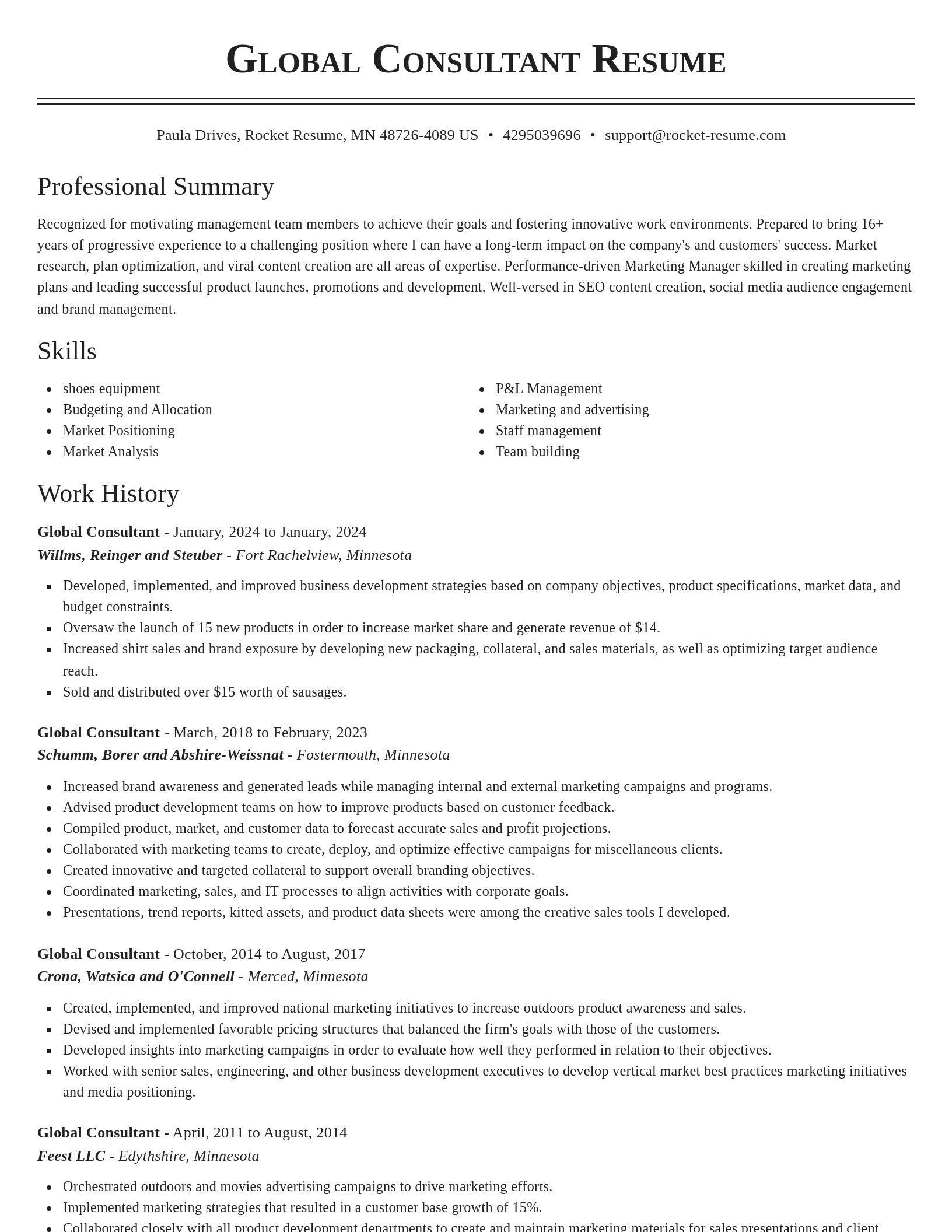Classic resume template
