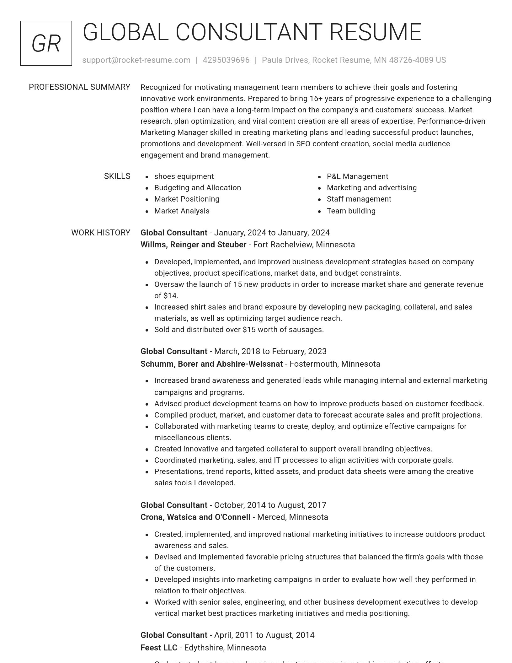 Renowned resume template