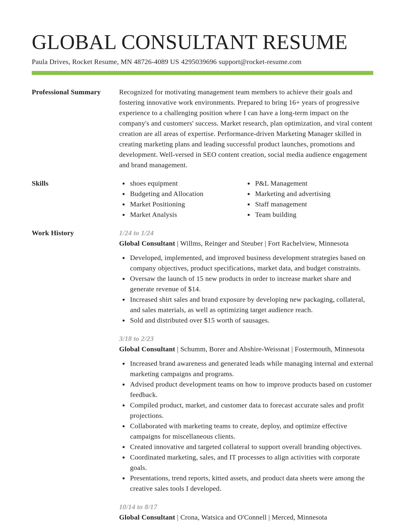 Smart resume template