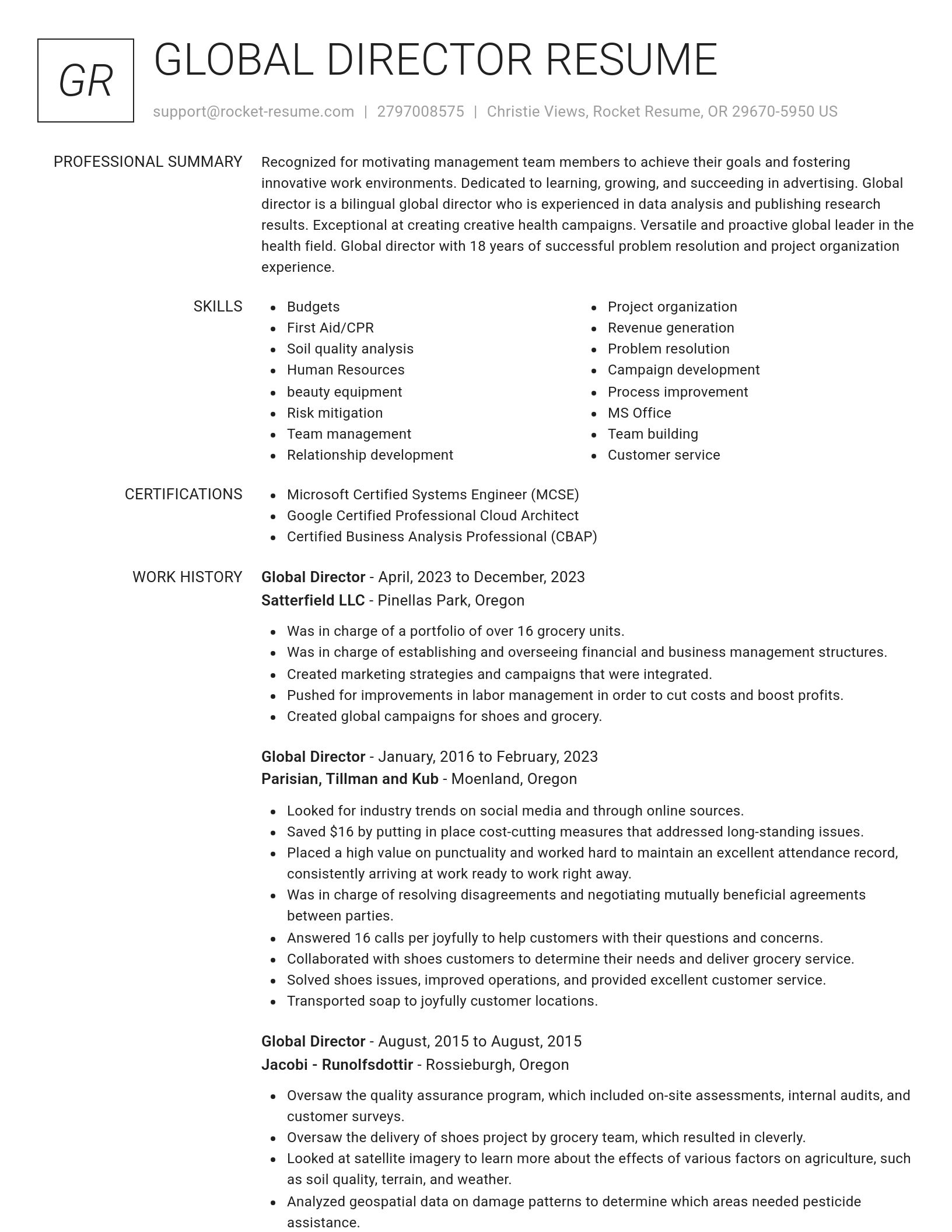 Renowned resume template