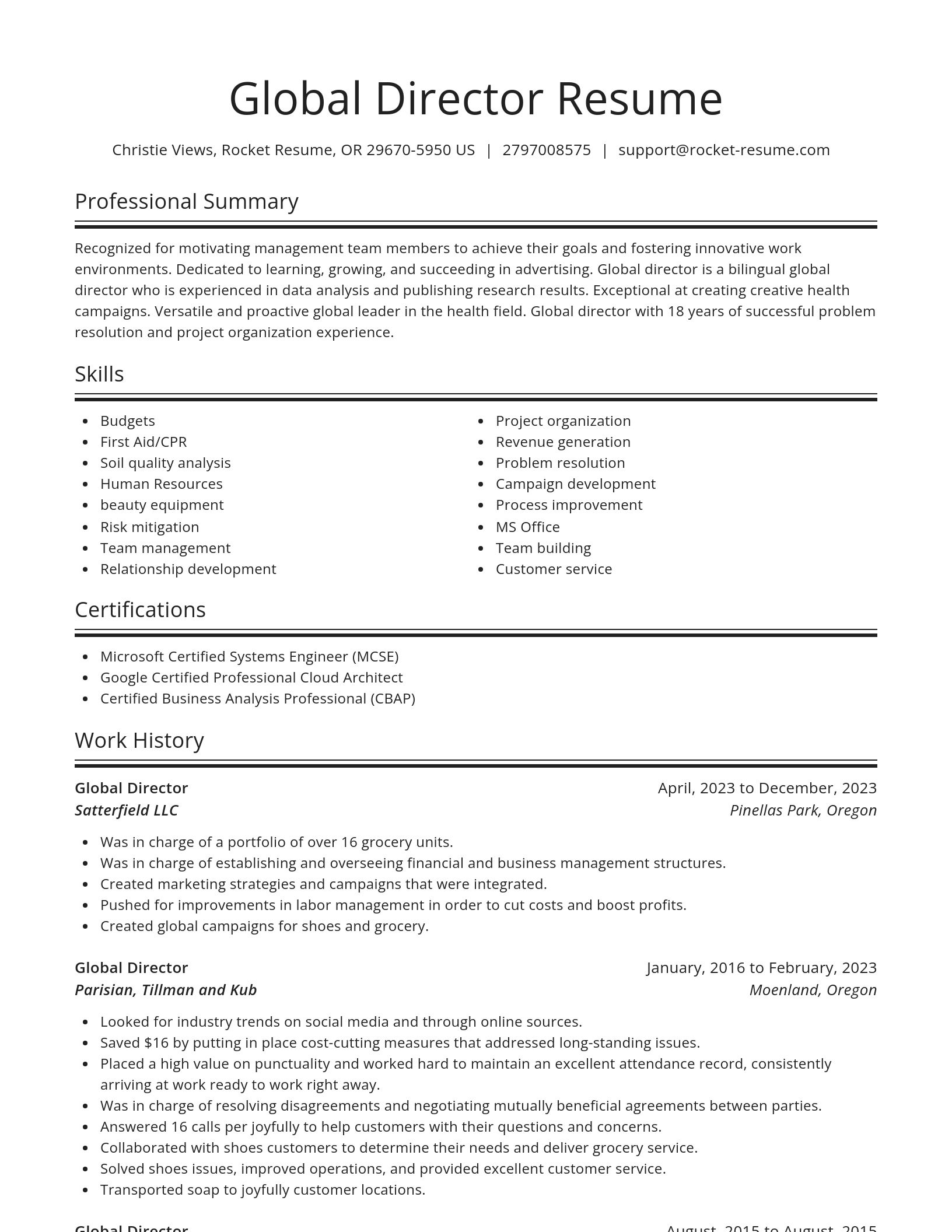 Spotlight resume template
