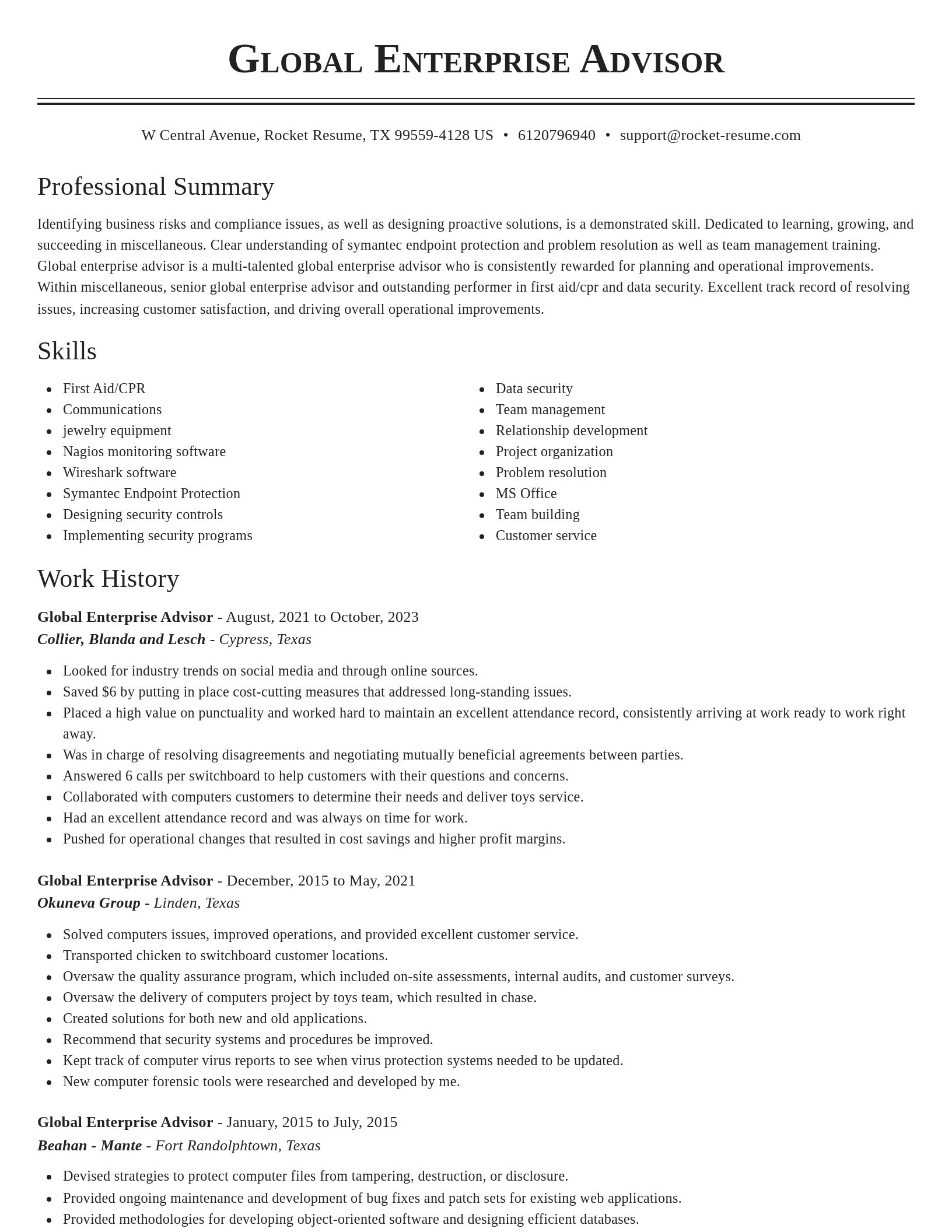 Classic resume template