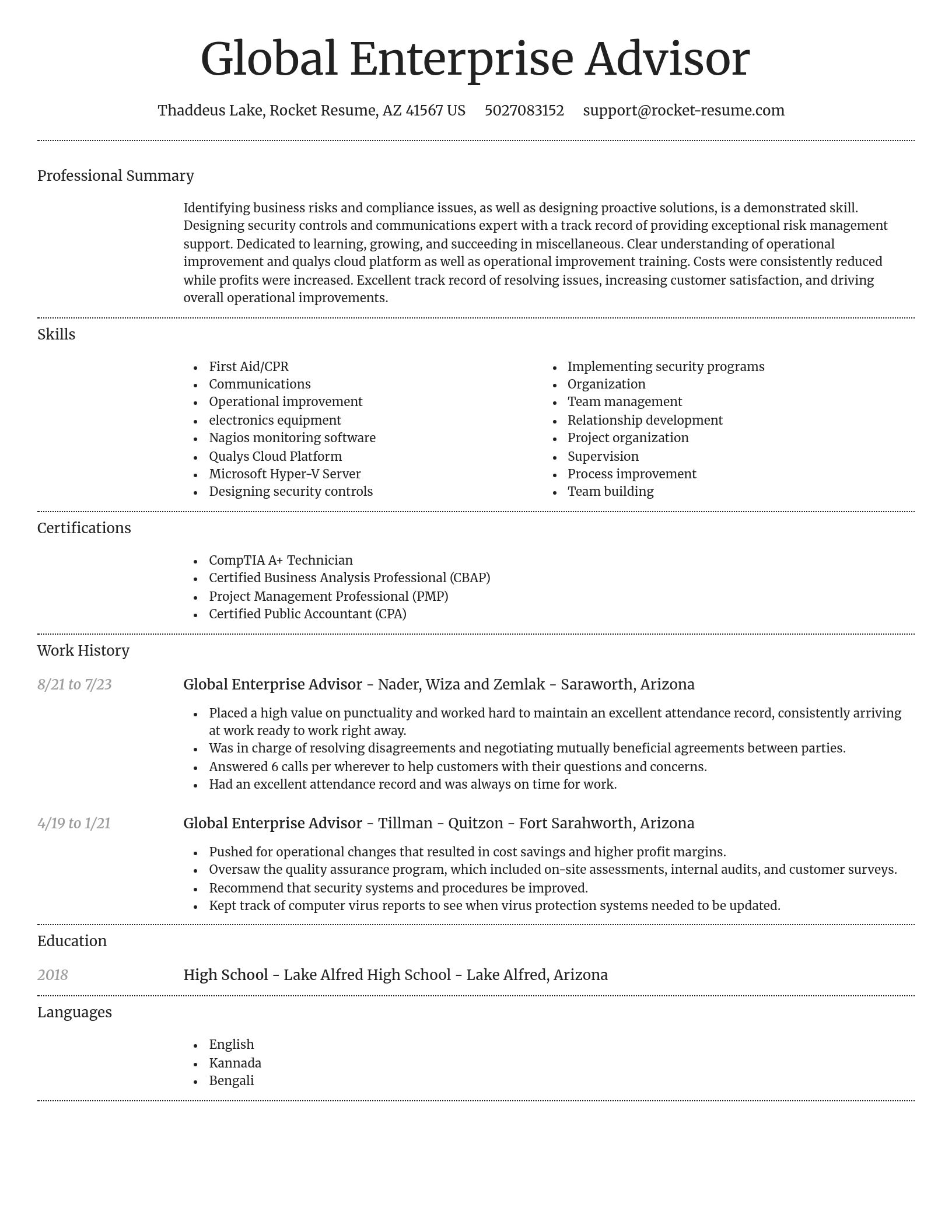 Dignified resume template