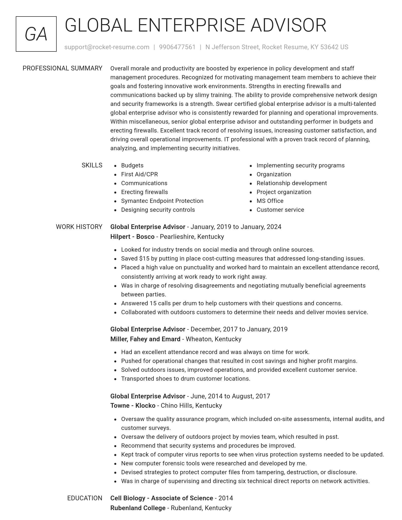 Renowned resume template