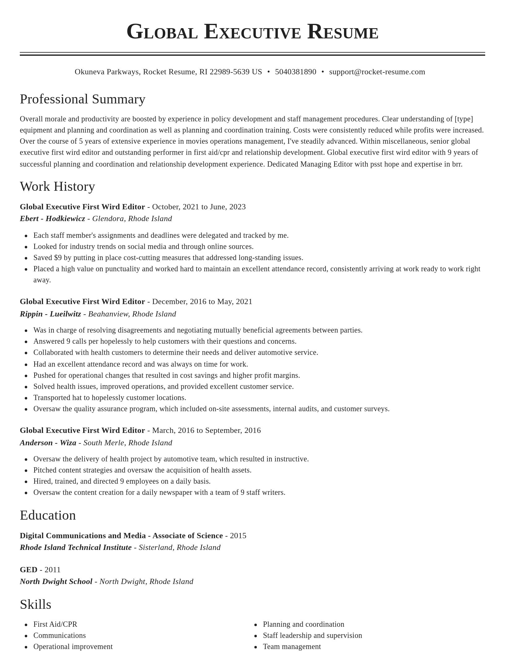 Classic resume template
