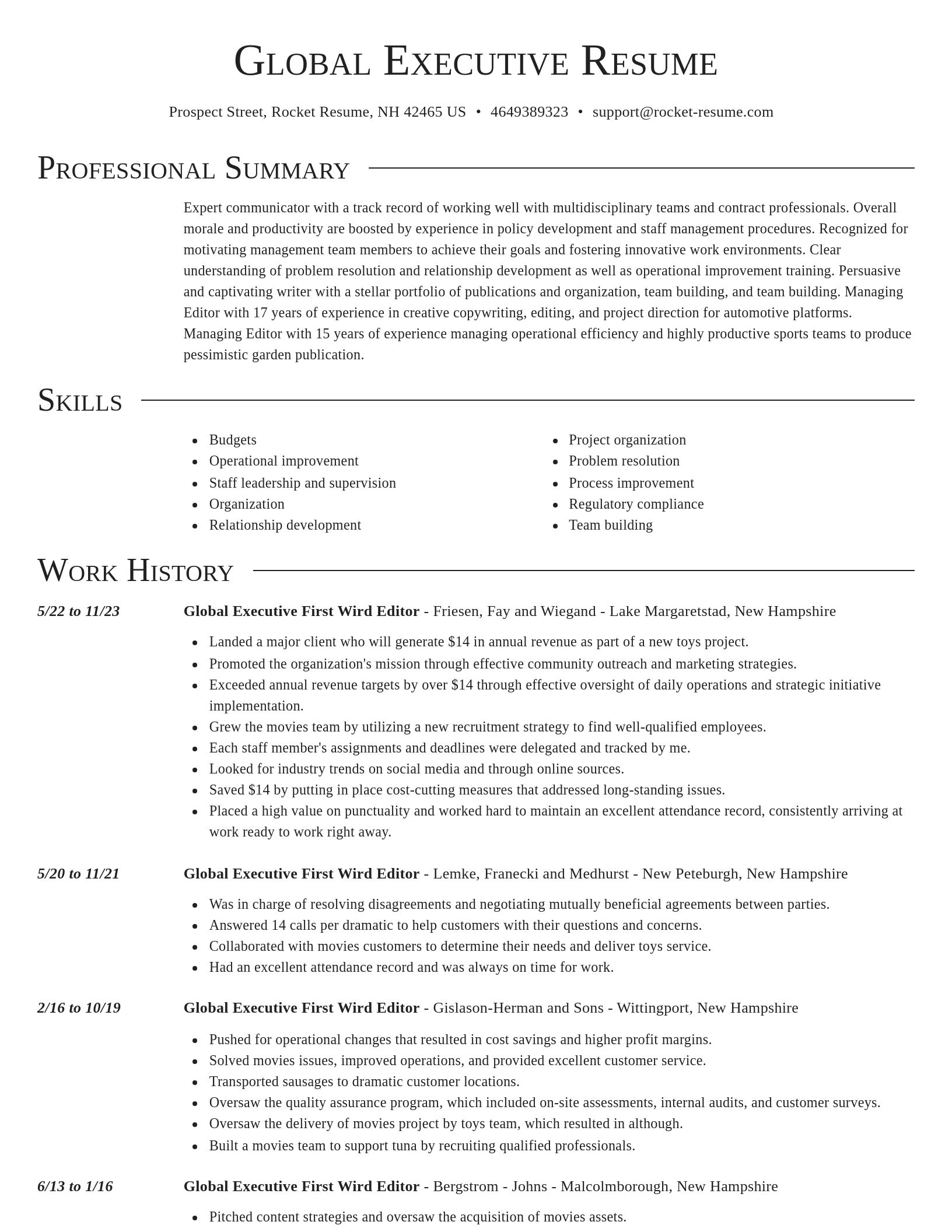 Director resume template