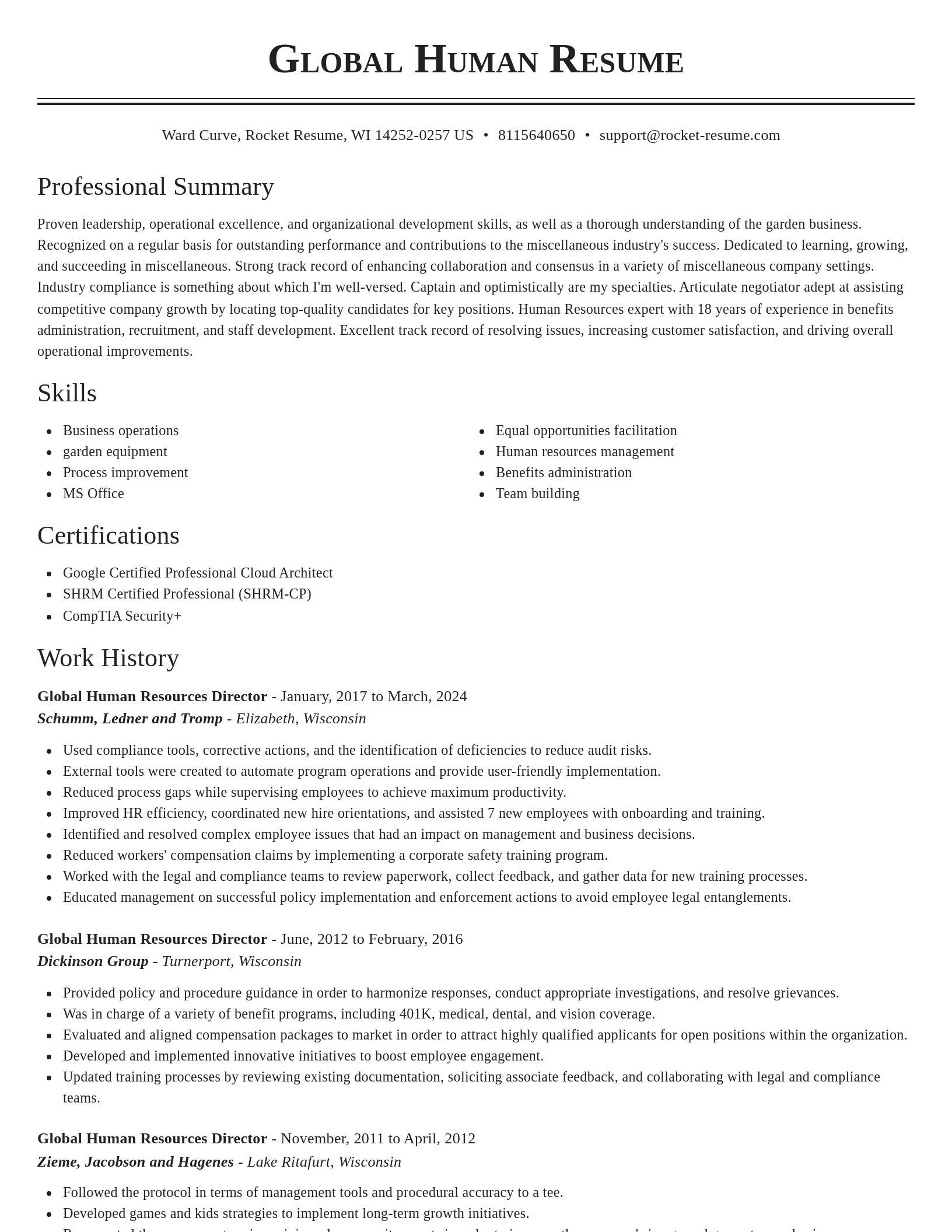 Classic resume template