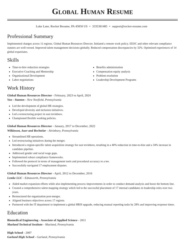 Classic resume template