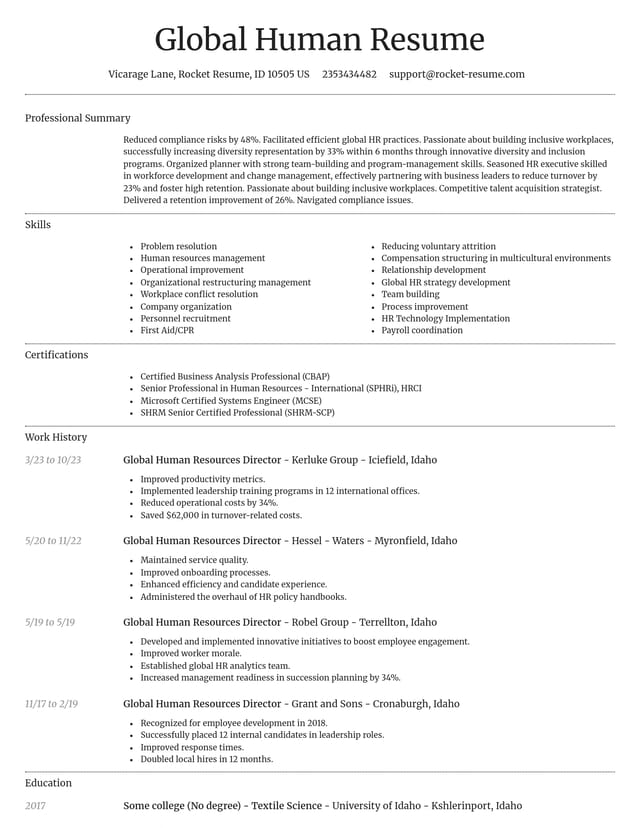 Dignified resume template