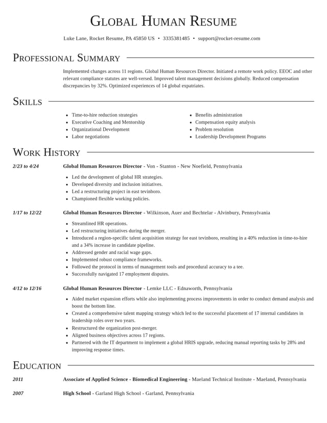 Director resume template
