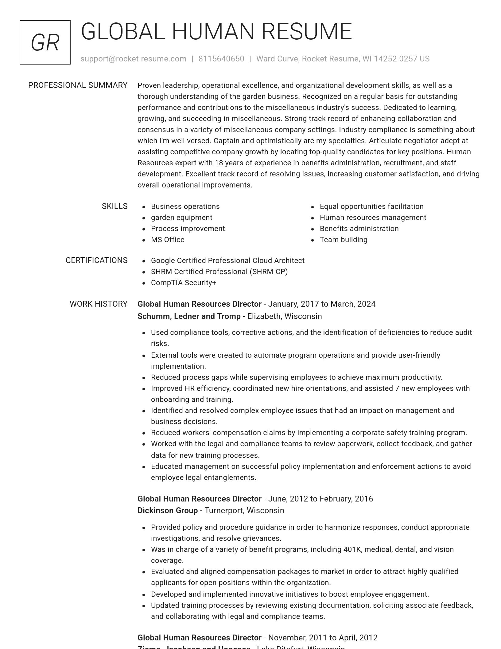 Renowned resume template