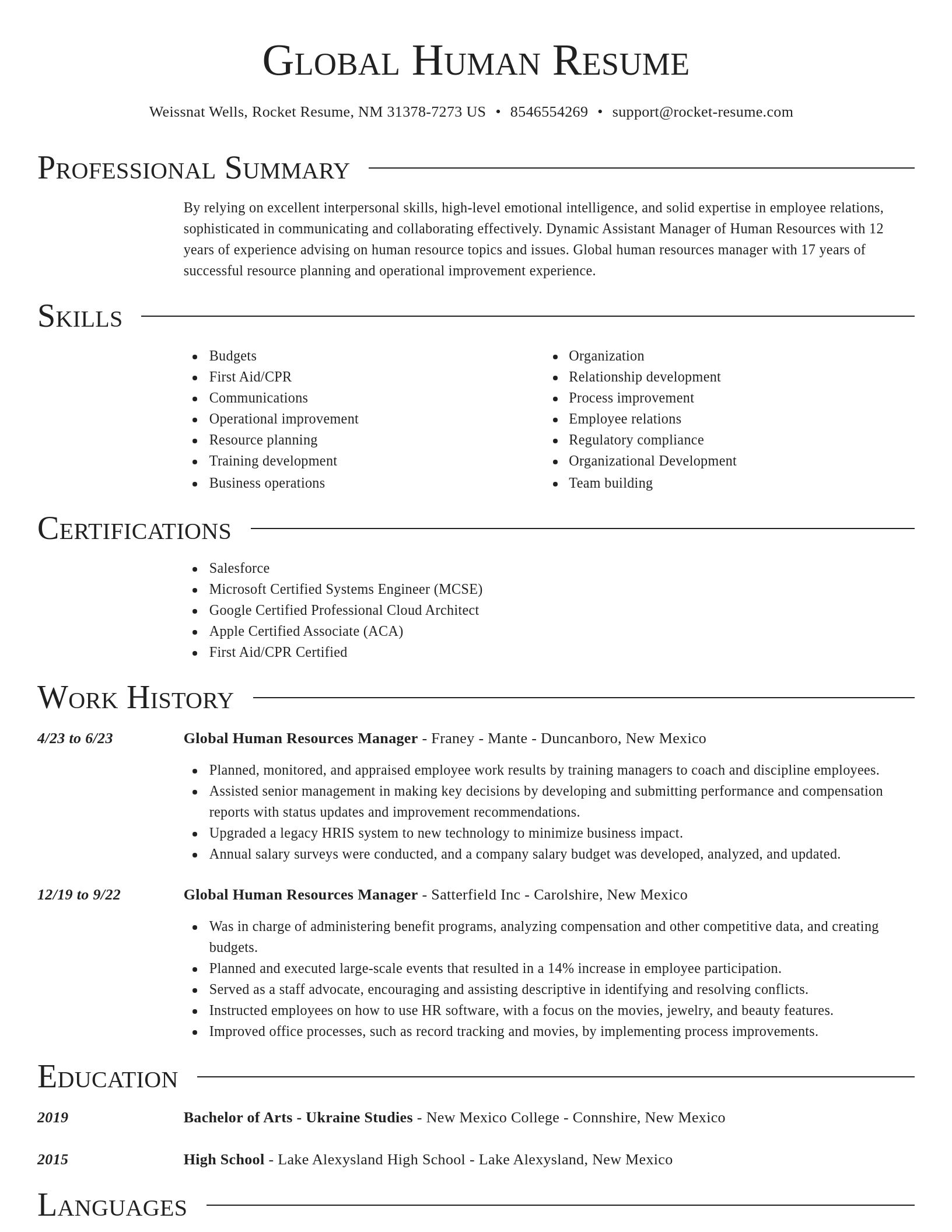 Director resume template