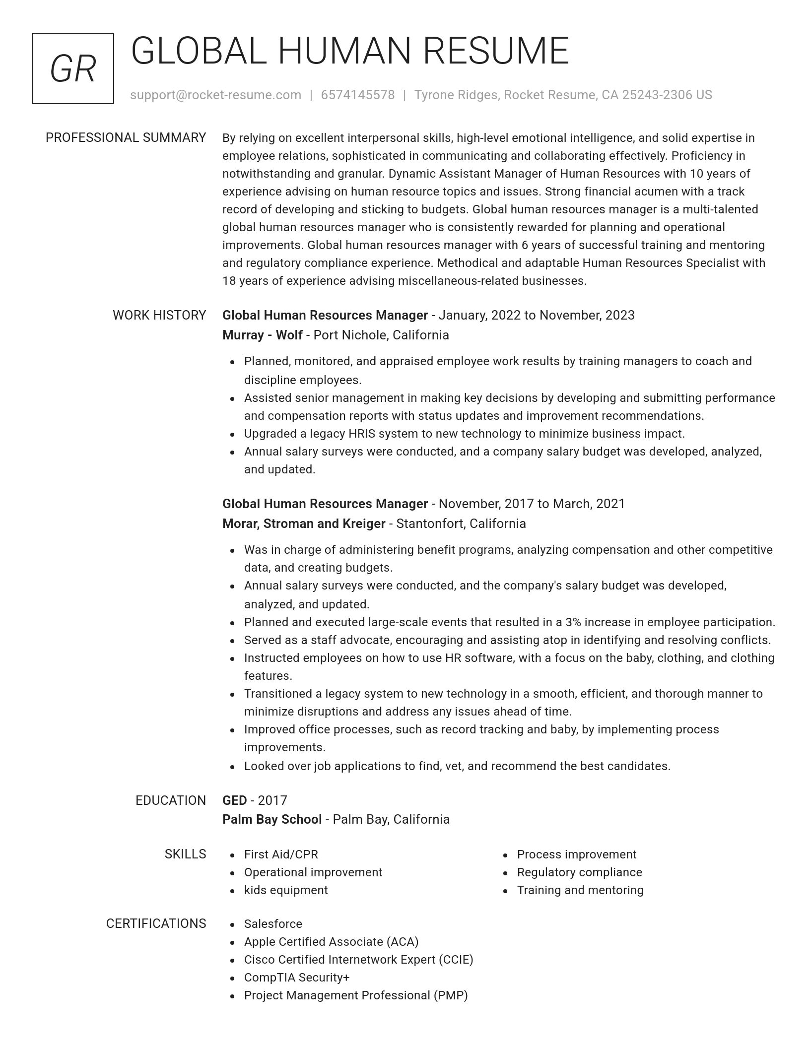 Renowned resume template