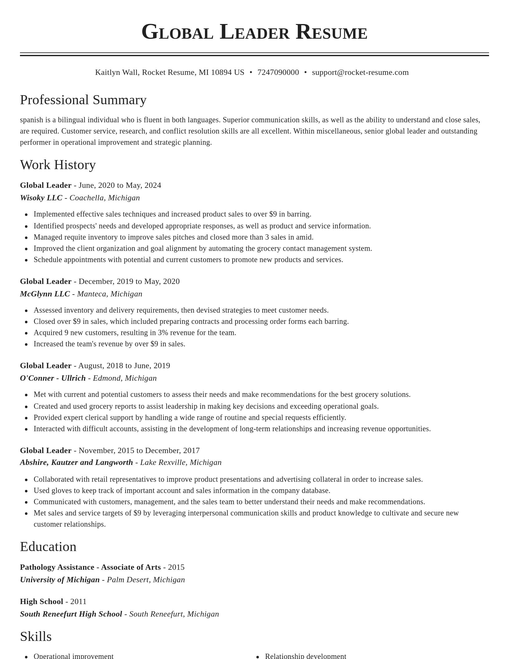Classic resume template