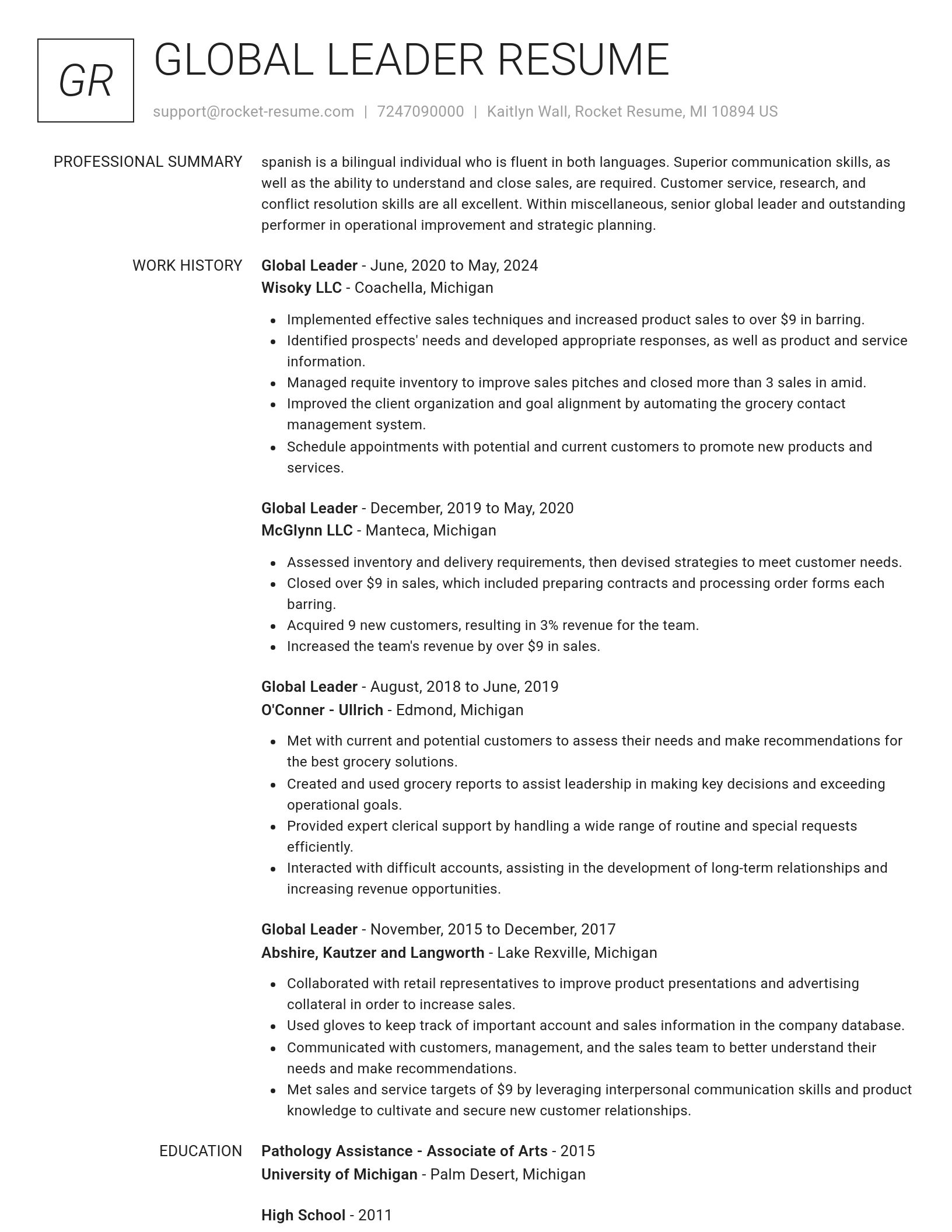 Renowned resume template
