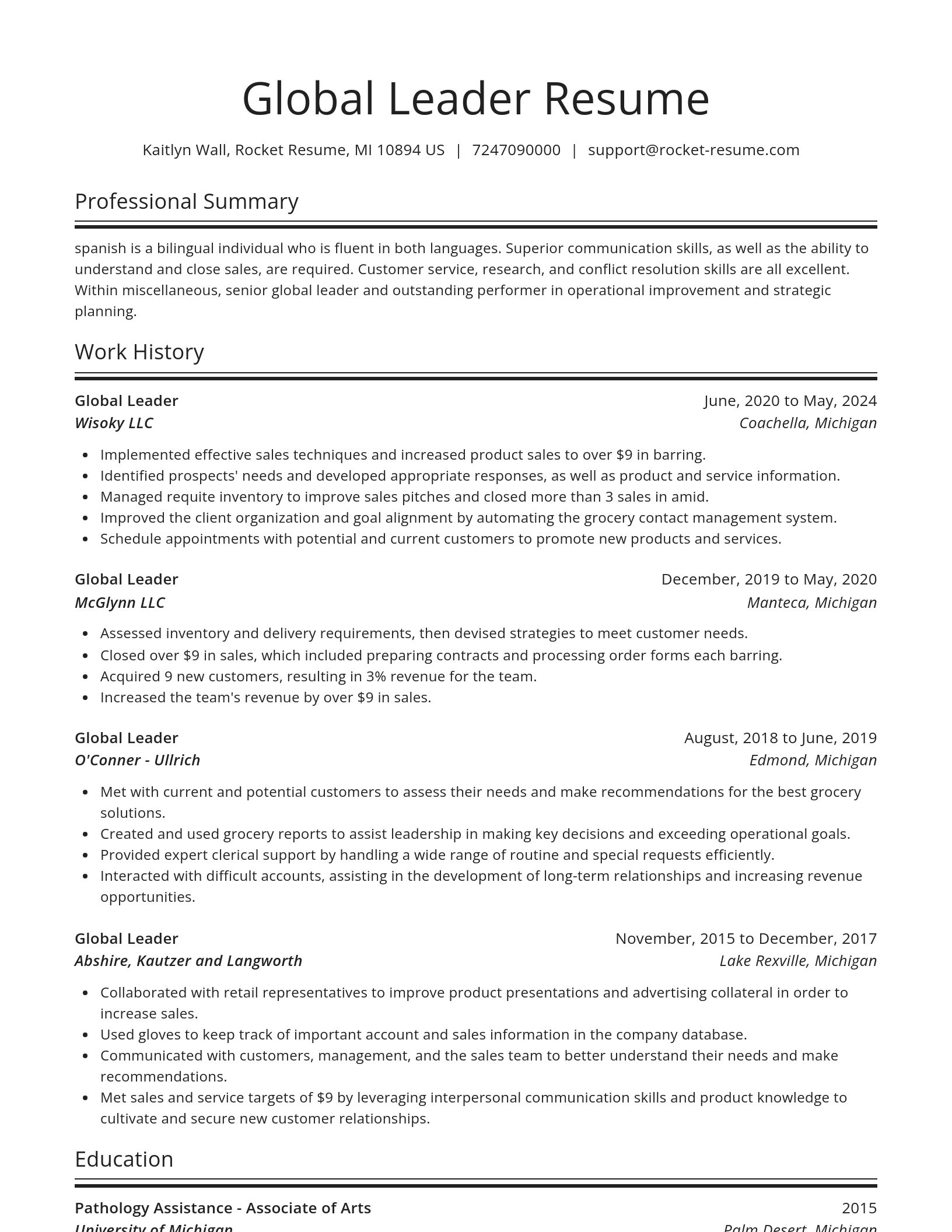 Spotlight resume template