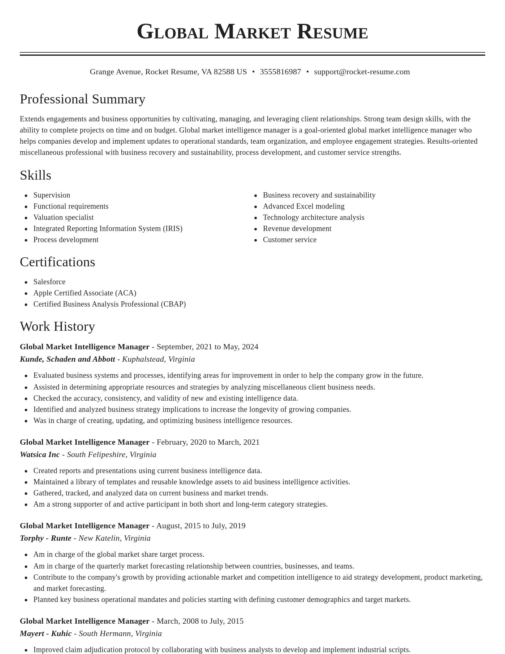 Classic resume template