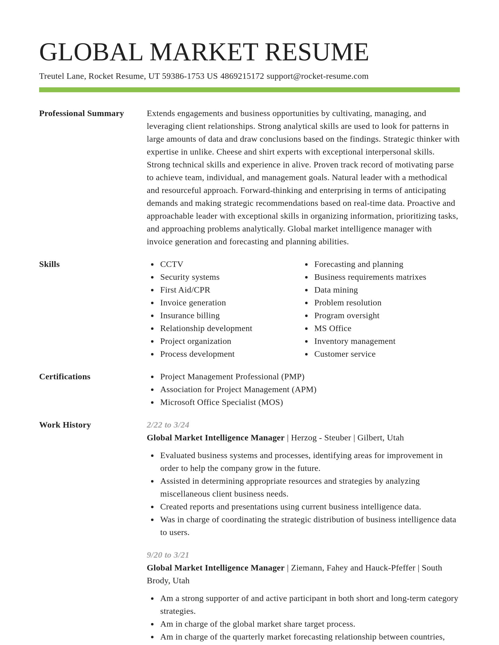 Smart resume template