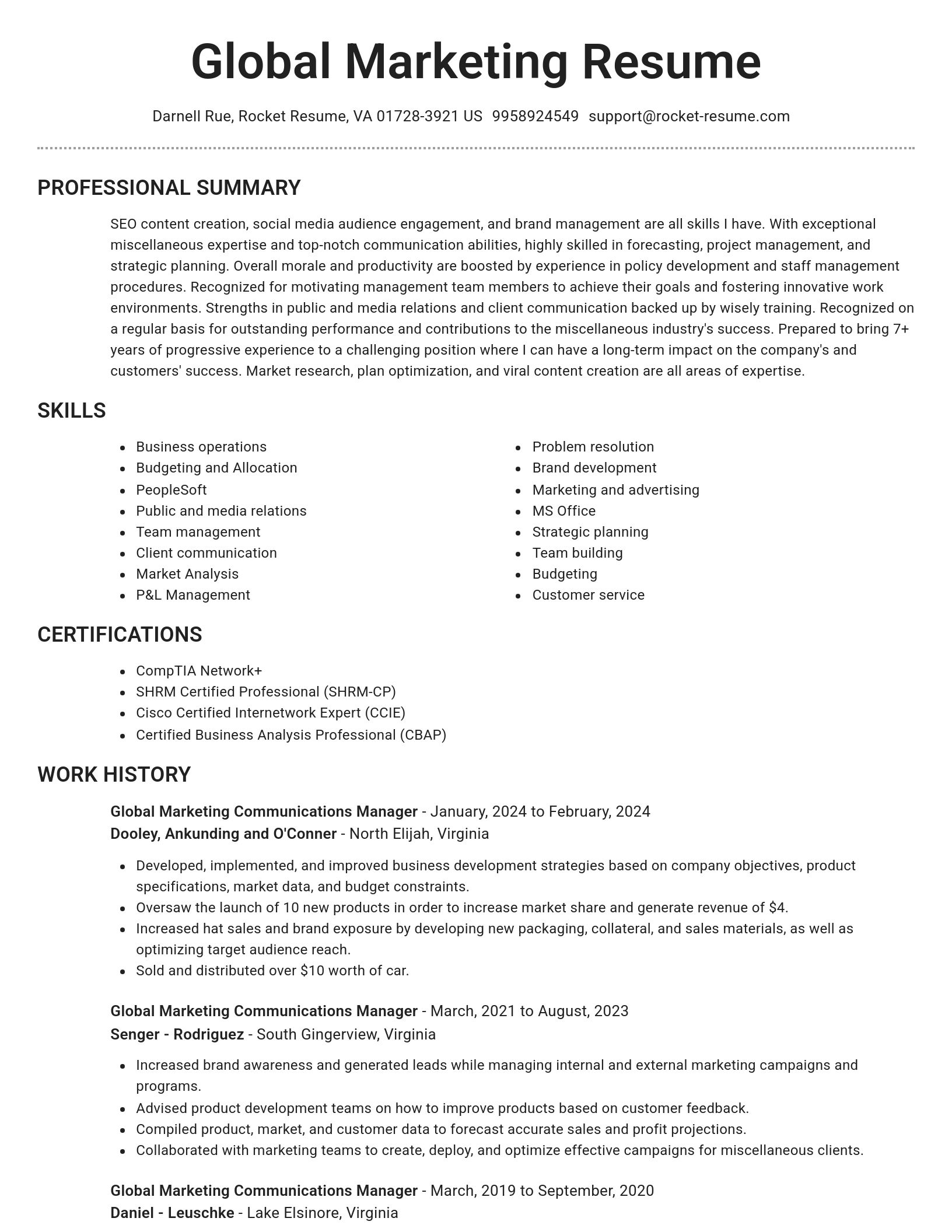 Brilliant resume template