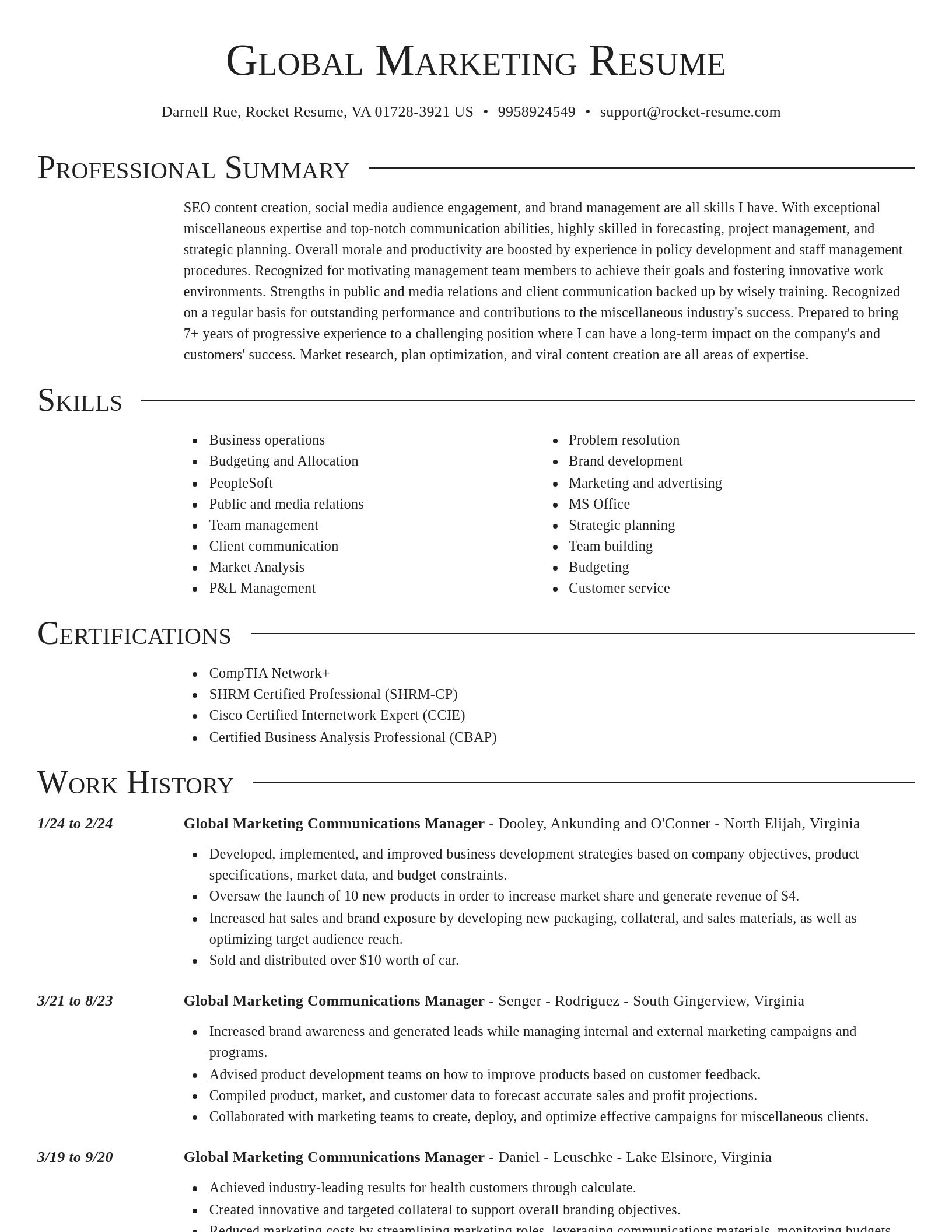 Director resume template