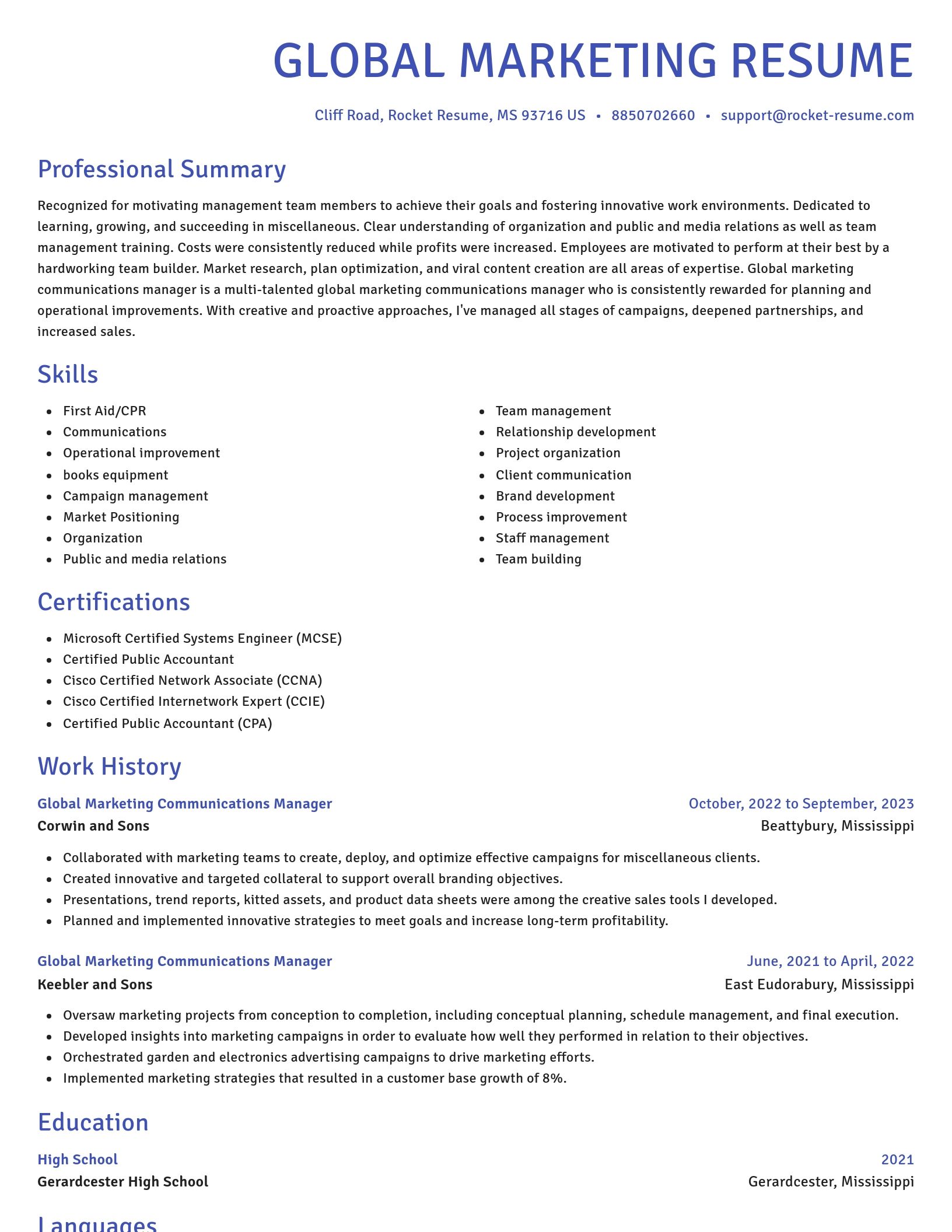 Novel resume template